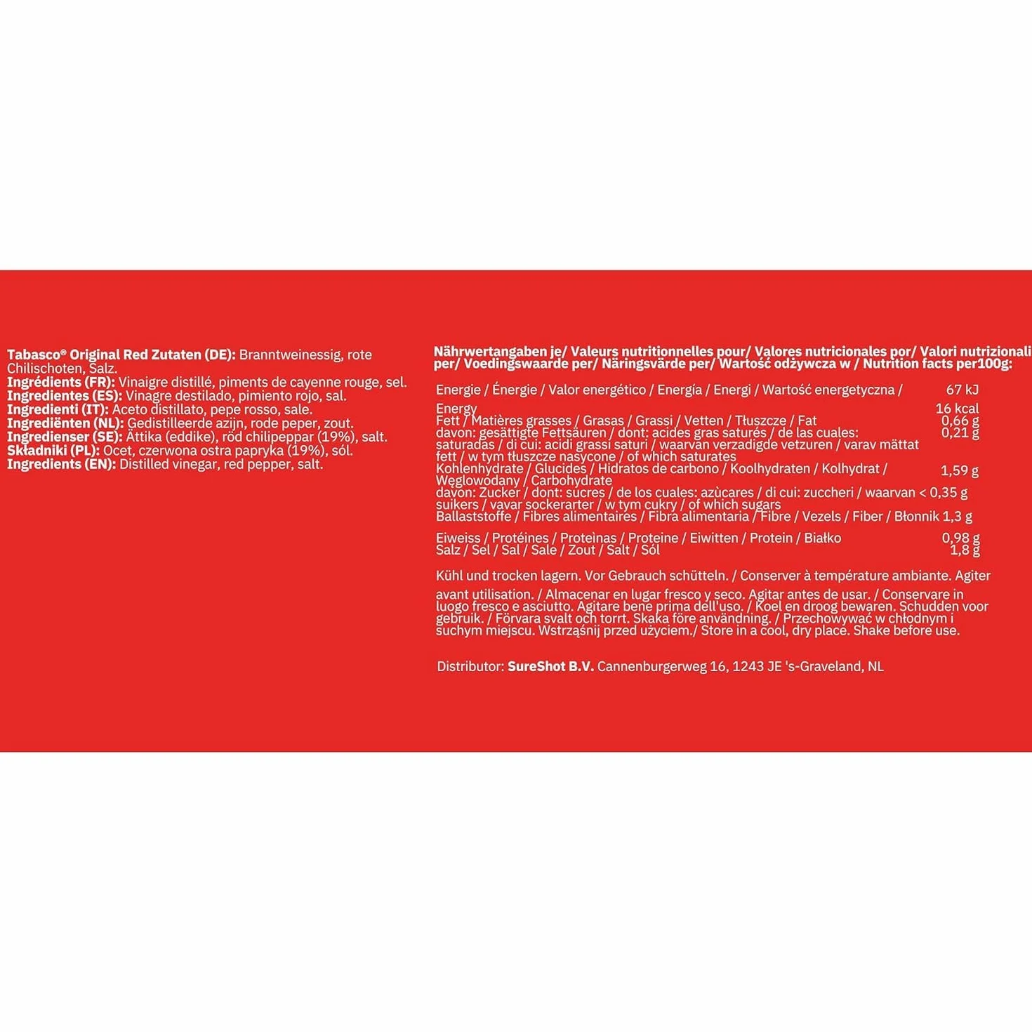 TABASCO® Original Red Pepper Sauce 2 x 350ml Salsa de Chile Picante Botella de Cristal