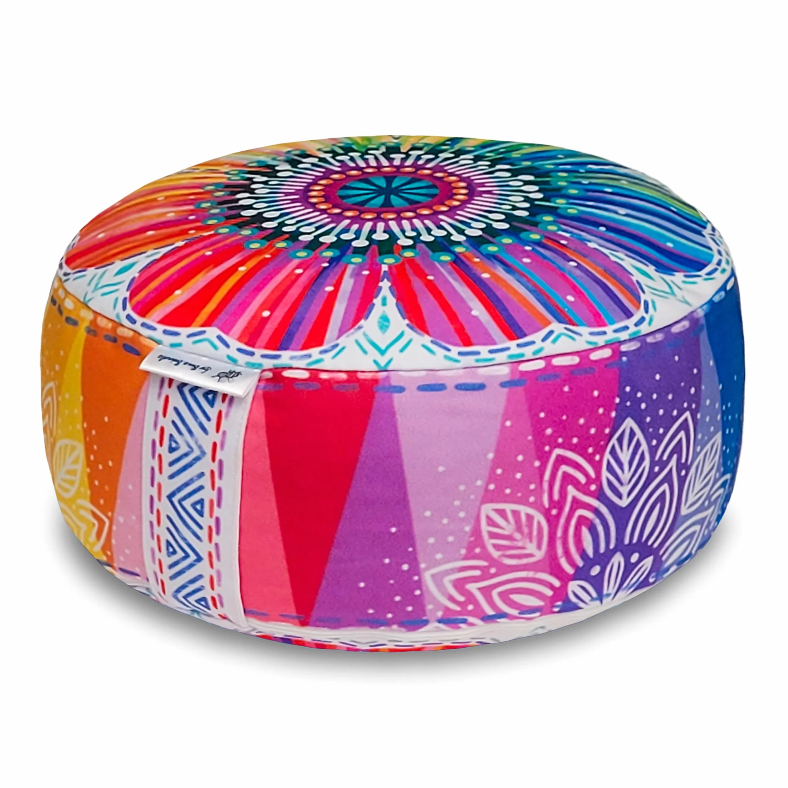 Bine Brändle Cojín de Meditación y Yoga con Diseño de Mandala - Altura 15 cm, Relleno de Espelta Ajustable, GOTS