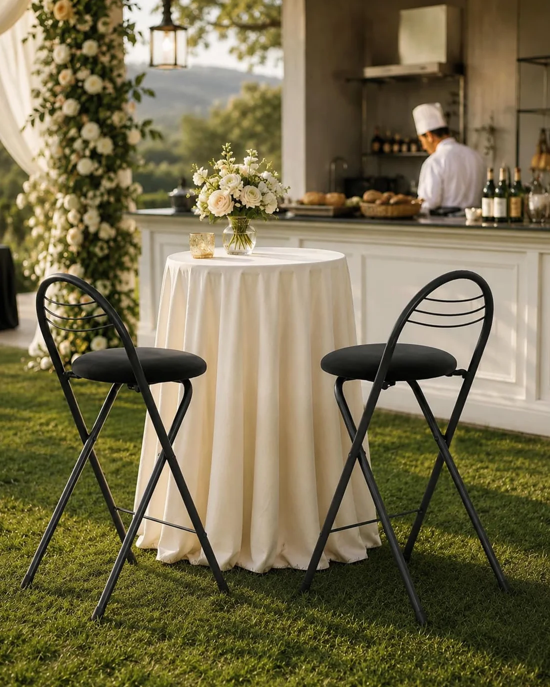 Taburete de Bar Plegable con Respaldo, Pack de 4 Taburetes Cocina Altos de Terciopelo sin Montaje Silla Alta Mostrador, Banqueta para Barra Casa, Negro