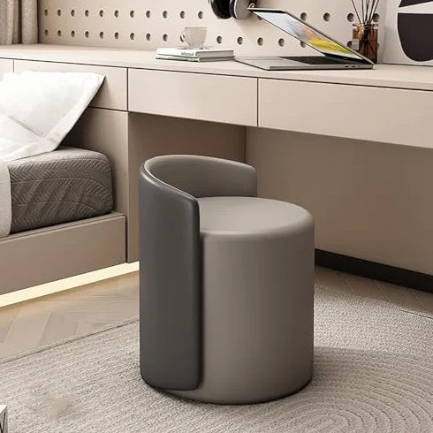 Silla de maquillaje giratoria 360° con respaldo bajo para tocador moderno