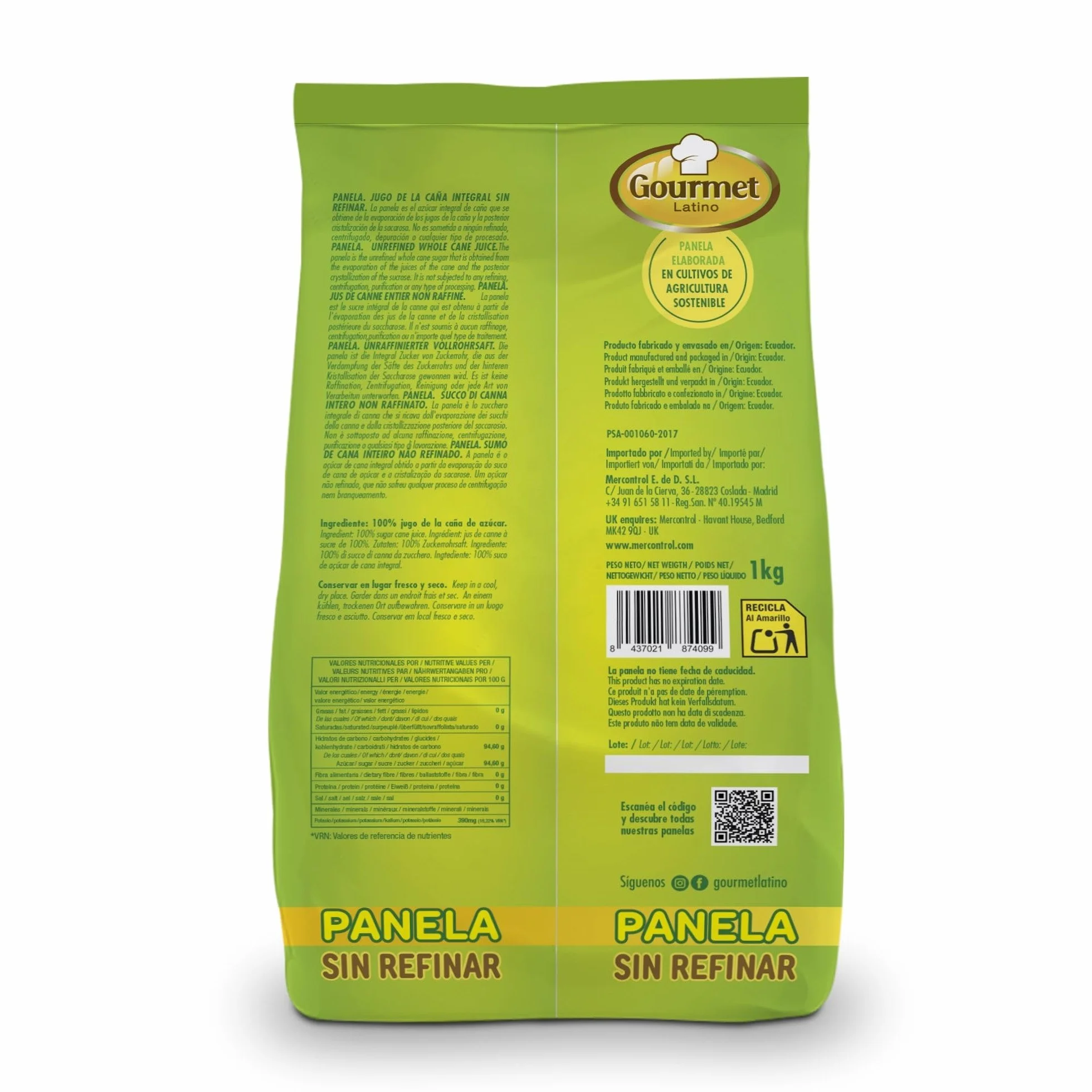 Panela Pulverizada 1 kg Rica en Vitaminas y Minerales Azúcar Integral de Caña Sin Refinar Gourmet Latino