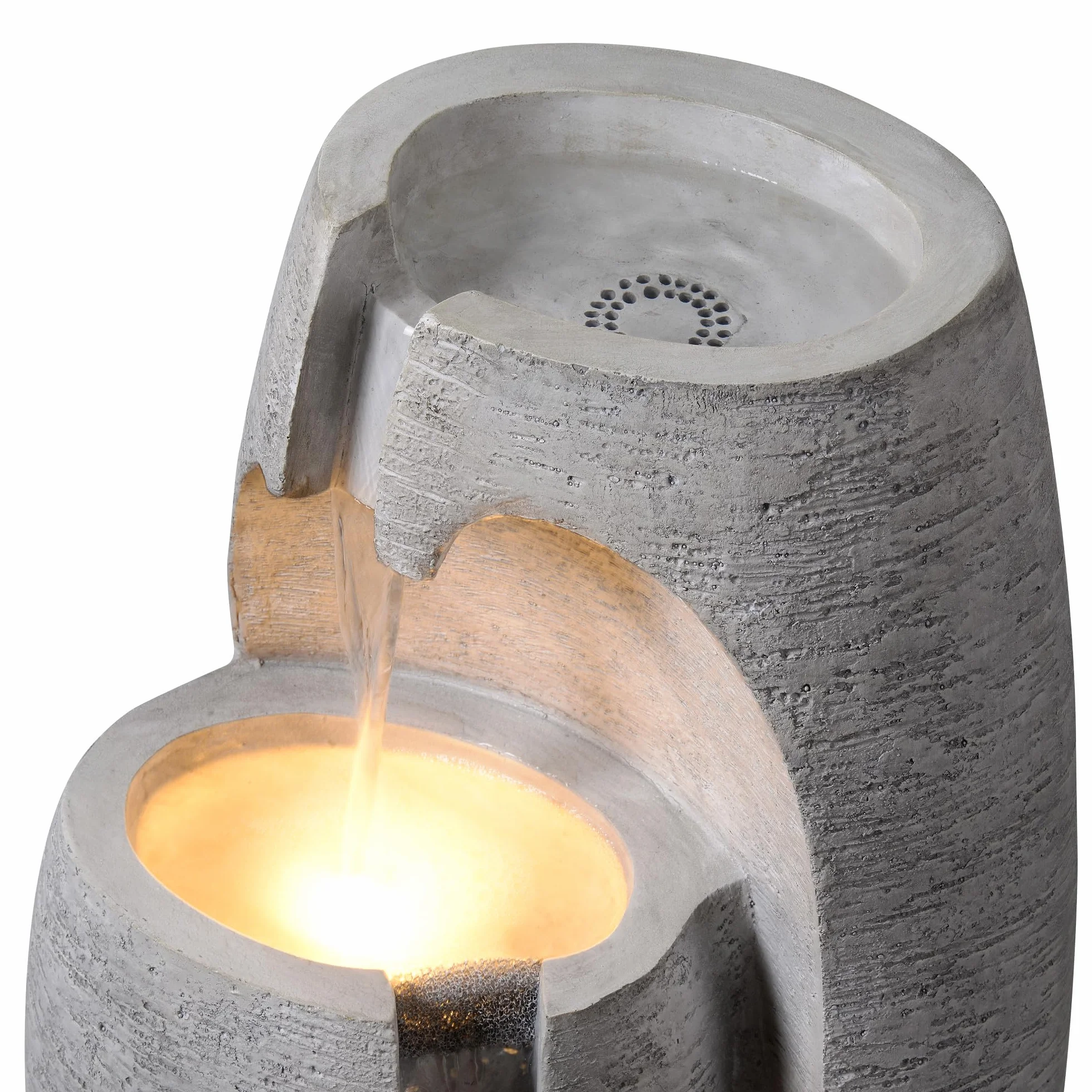 Teamson Home Fuente 3 Niveles LED Suave Acabado Piedra Resistente para Jardines y Exteriores