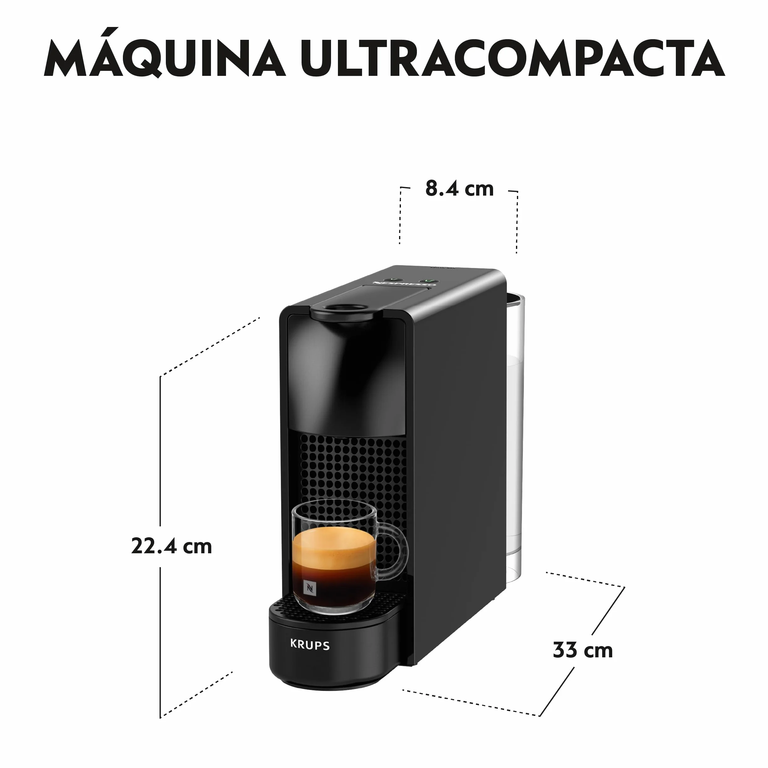 Krups Nespresso Essenza Mini Cafetera de cápsulas, 1260 vatios, 0.6 litros, negra