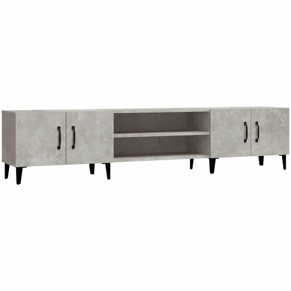 vidaXL Mueble de TV Madera contrachapada Gris hormigón 180x31,5x40 cm, Soporte de TV, Armario Auxiliar, Armario para Equipos de música, Armario de TV