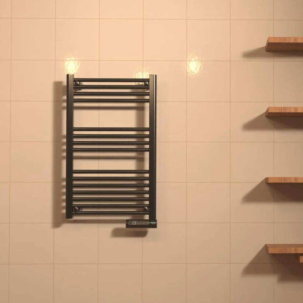 Cecotec Radiador Toallero Eléctrico Bajo Consumo ReadyWarm 9100 Smart Towel Black 500 W, Pantalla LED, Control táctil, Temporizador, 3 Modos de Funcionamiento, 2 Sistemas de Seguridad