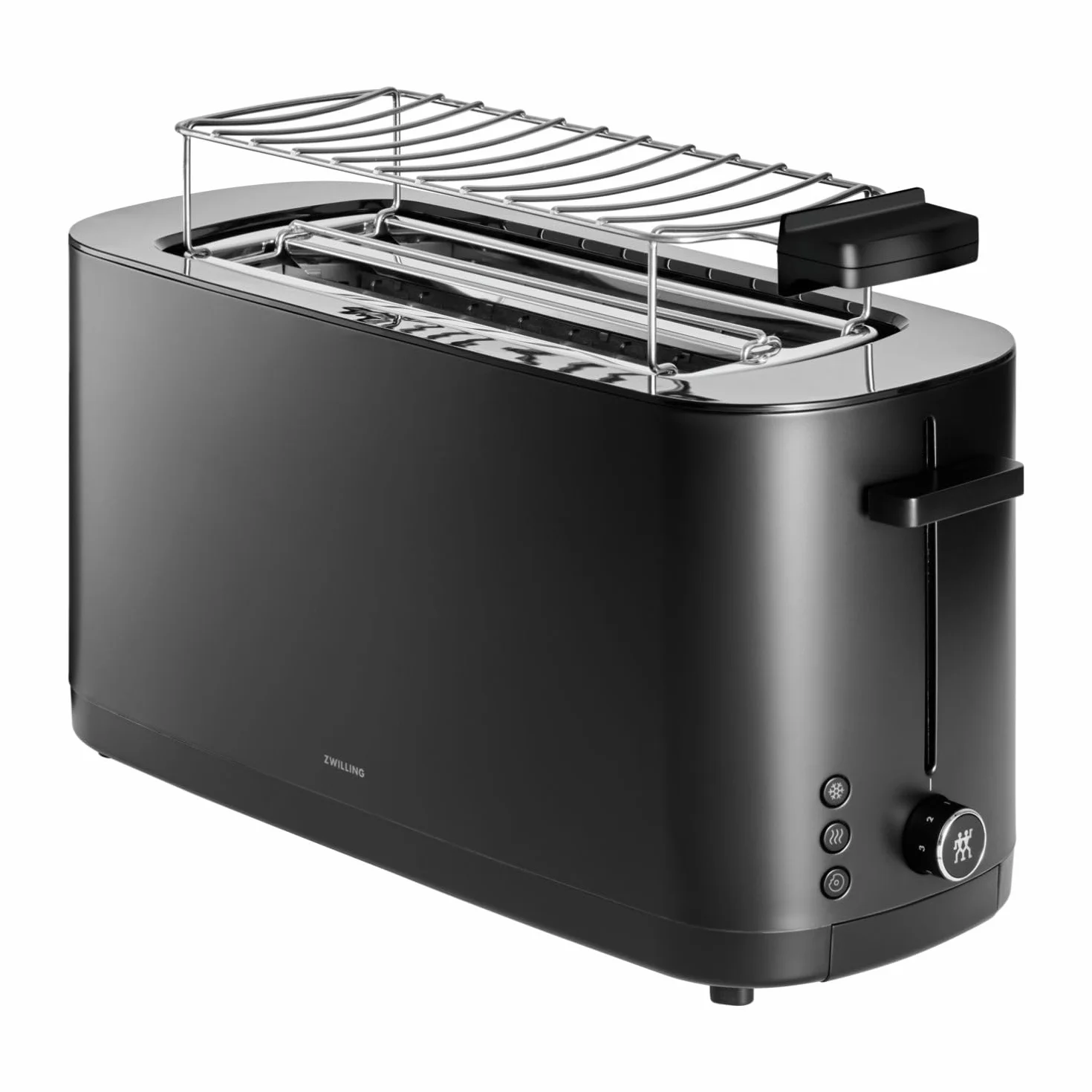 ZWILLING ENFINIGY Tostadora con 3 programas automáticos, 7 niveles de bruñido y función de parada, tostadora de ranura larga para 4 rebanadas cortas o 2 largas con rejilla