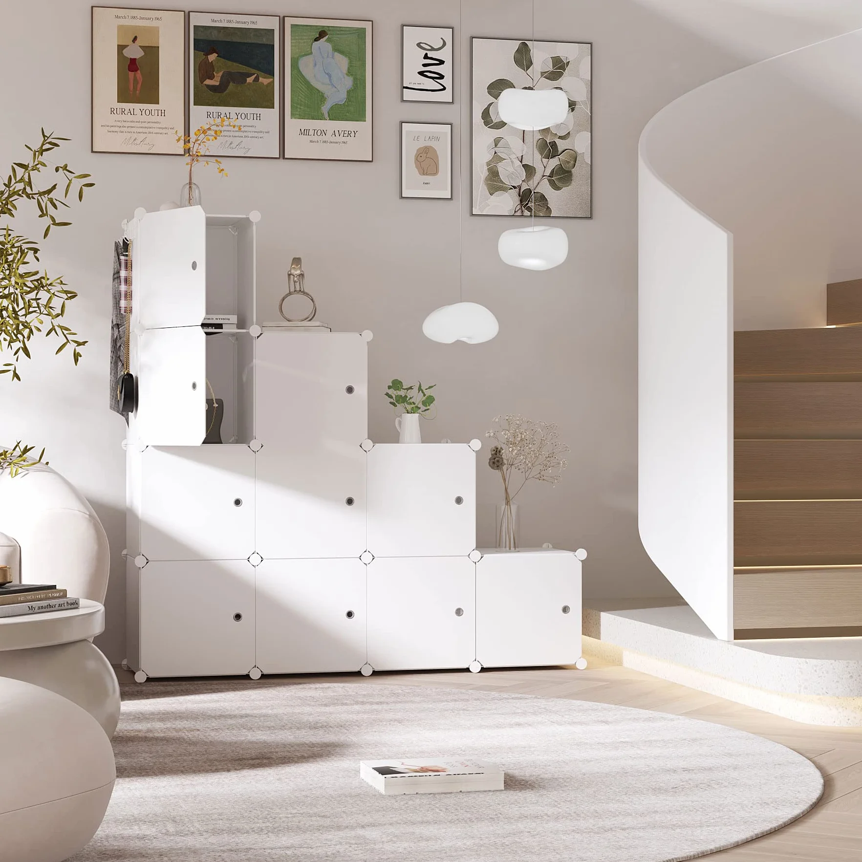 C&AHOME C&HOGAR Organizador de Almacenamiento en Forma de Cubo con Puertas 91.4cm x 31.5cm x 122.9cm