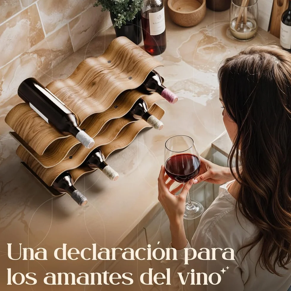 Dreiklang - be smart Botellero de Madera para 14 Botellas | Estable y autoportante, diseño Moderno y Decorativo | Compacto y Ahorra Espacio, pequeño y Estrecho, 4 Niveles (43 × 37 × 15,7 cm)