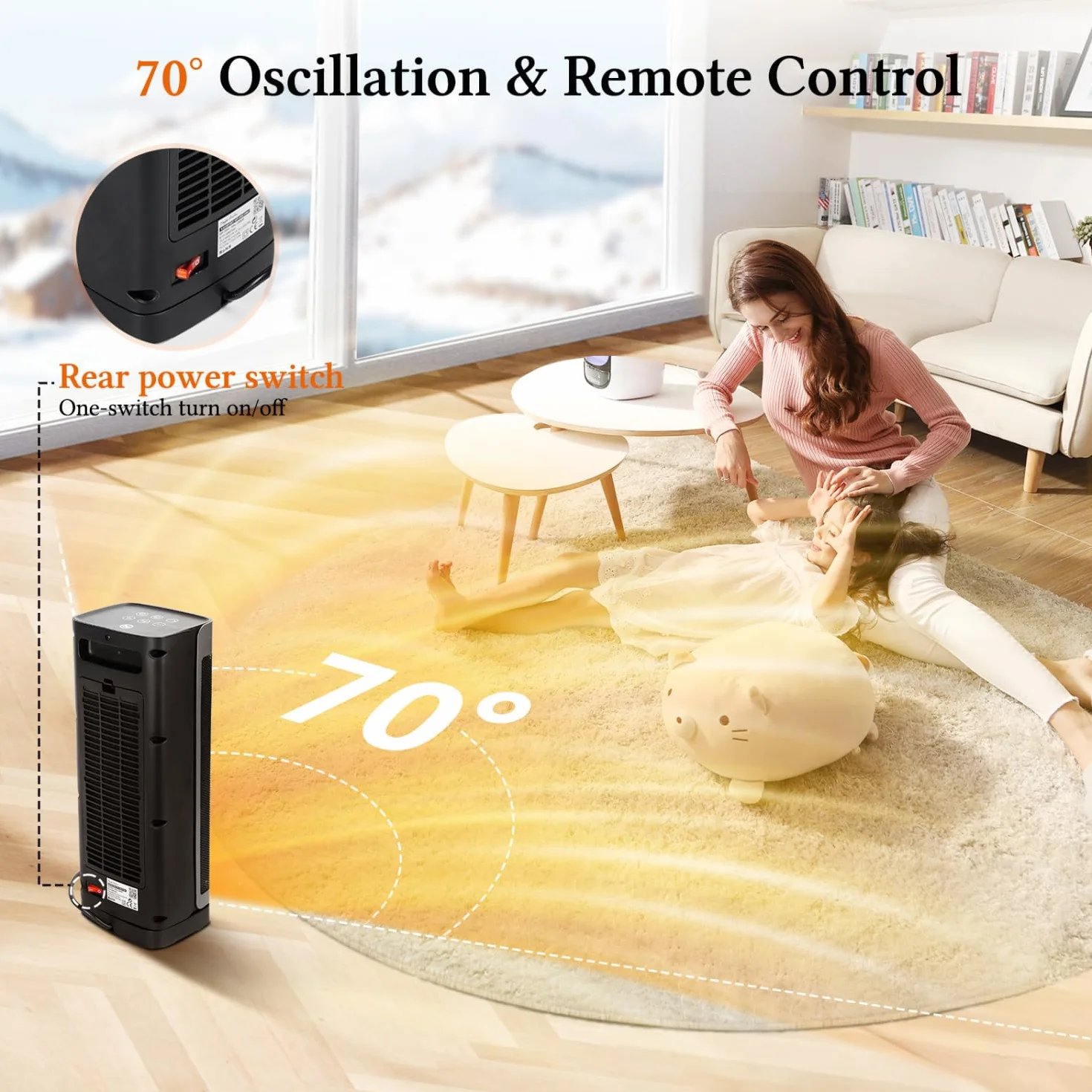 Taylor Swoden Calefactor cerámico PTC, 2000W con mando a distancia, pantalla LED, temporizador 24H, oscilante 70º, 3 velocidades y modo ECO. Calentamiento rápido dormitorios, despachos etc, 2 Piezas