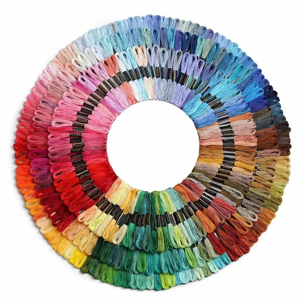 Hilos De Bordar Juego de 447 piezas hilo punto cruz, bordar for principiantes, manualidades DIY, madeja 8M, sin colores del arco iris