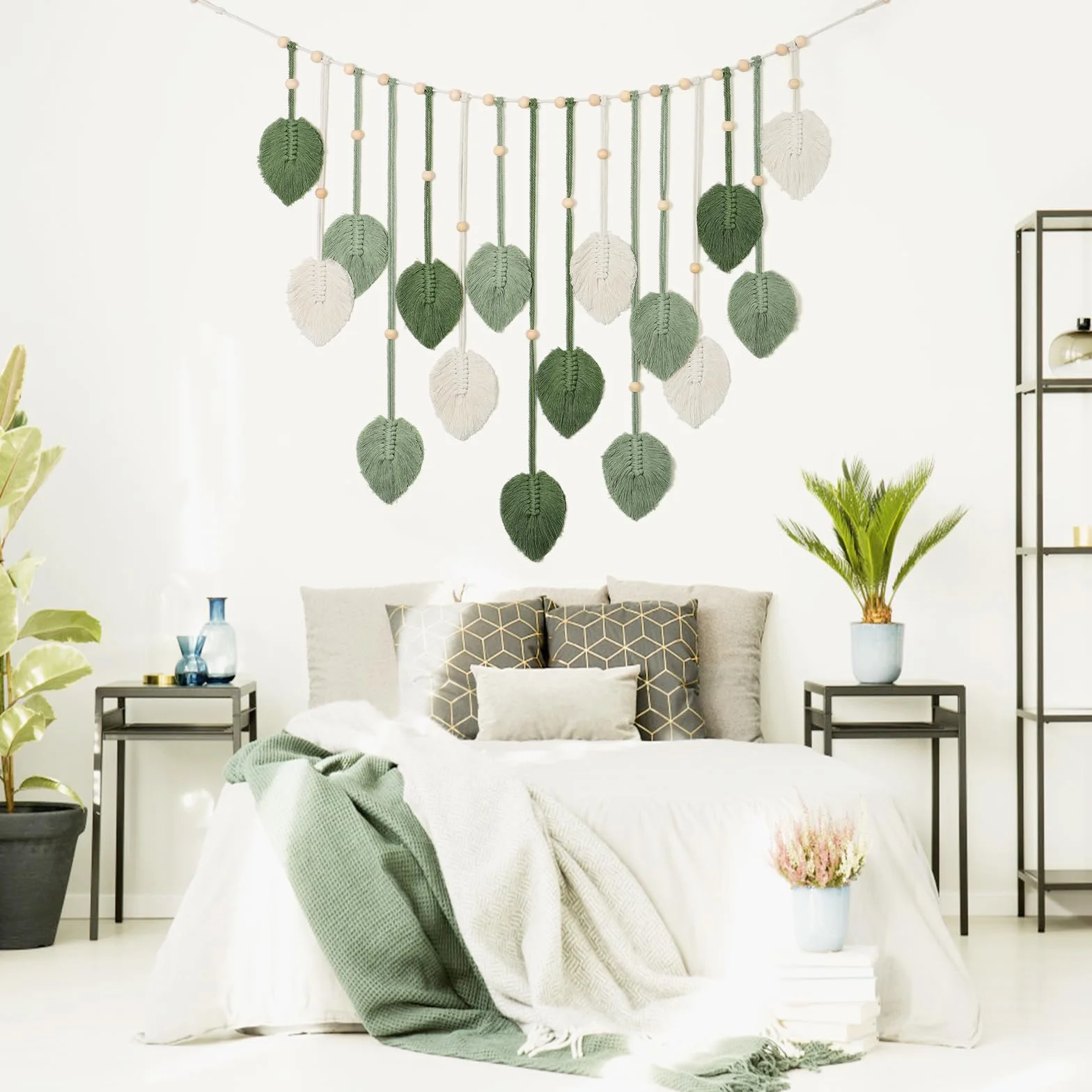 Betylifoy Macramé Tapiz de Pared Boho Verde Grande para Dormitorio Sala de Estar