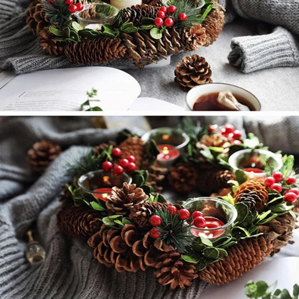 Conos de Pino Seco Natural 8-10 cm Decoración Árbol de Navidad 10 Piezas