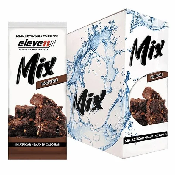 Eleven Fit Mix Instantáneo Sabor Brownie 1.5L Bebida Saludable Sin Azúcar Baja en Calorías Caja 24 Sobres