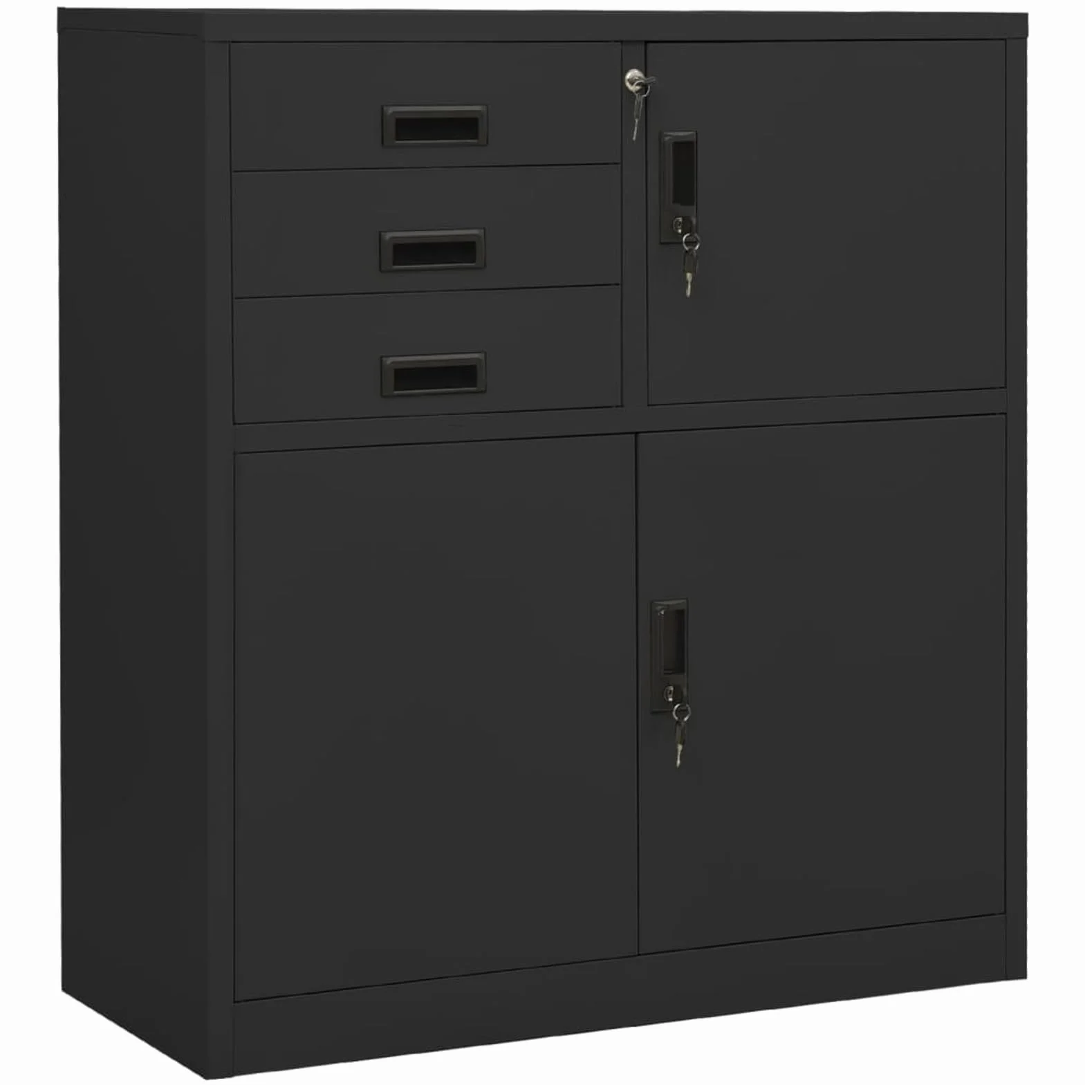 Homgoday Archivador de acero antracita 90 x 40 x 102 cm con taquilla y 3 cajones – Oficina orden Model336408