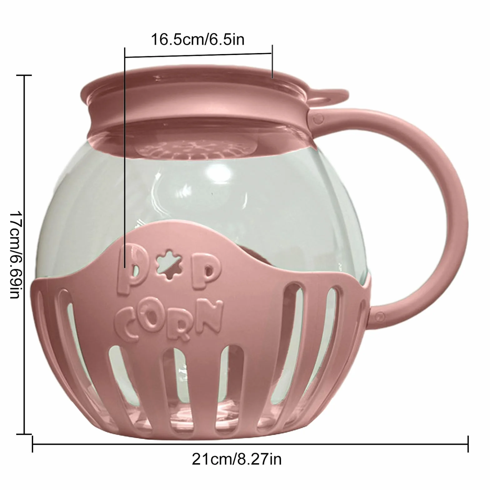 Máquina para hacer palomitas de maíz, cuenco de 2.25 cuartos de galón, vidrio de borosilicato apto para lavavajillas