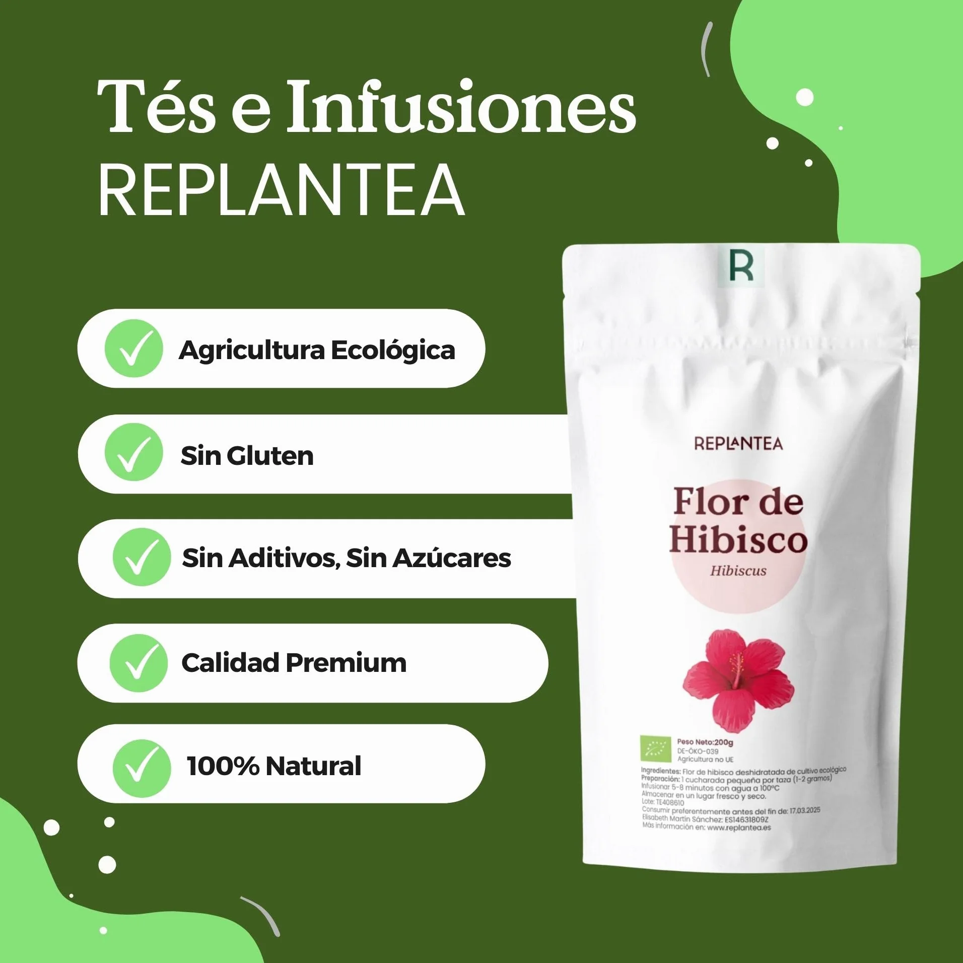 Flor de Jamaica Ecológica 200g Infusión de Hibisco REPLANTEA