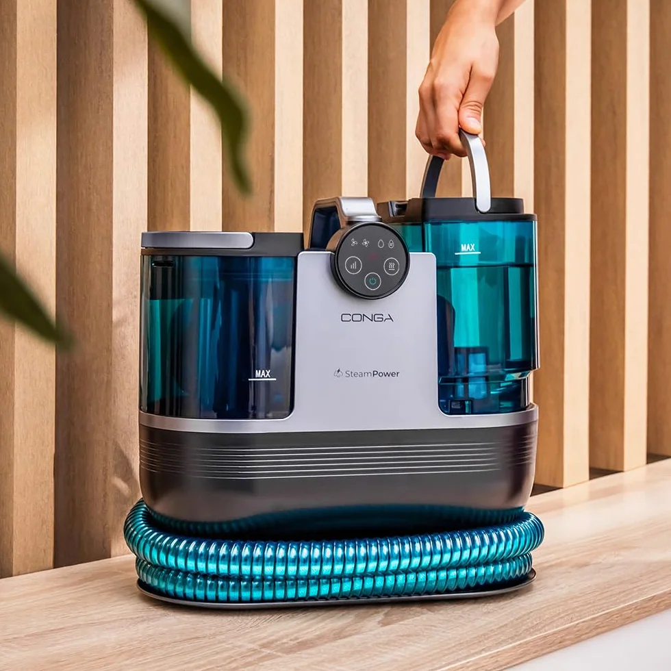 Cecotec Limpiatapicerías Conga 7000 Carpet&Spot Clean Steam XXL Pro. 1700W, Función 3 en 1, Limpieza con Vapor y Agua Caliente, Radio de 9 Metros, 15 Accesorios, Limpiacristales, Autolimpieza