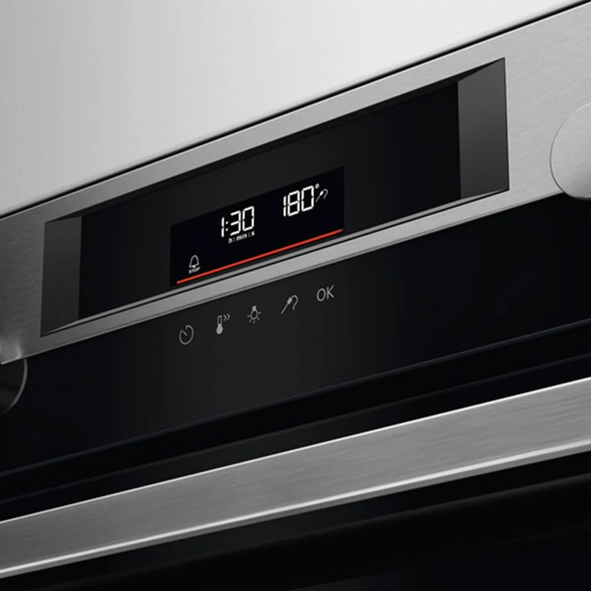 AEG BSE572360M Horno Multifunción, Limpieza Pirolítica, 9 funciones + Vapor, Sonda Térmica, Display Táctil, 45 programas automáticos, Antihuellas, Cierre Suave, Inox, A+, 72 Litros