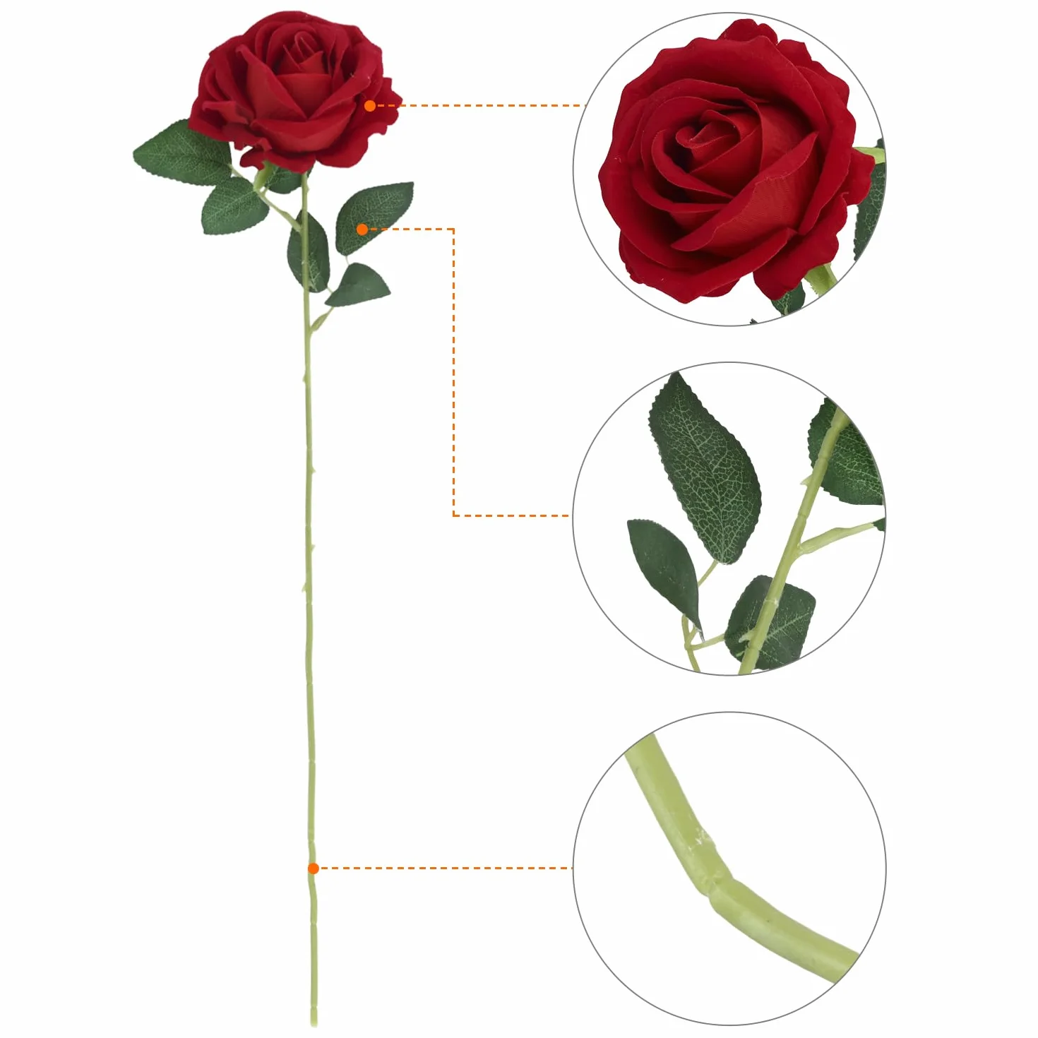 QWORK® 12 Piezas Rosas Artificiales, Rosas Rojas, Flores Artificiales con Tallos Largos de plástico para Bodas, decoración del hogar