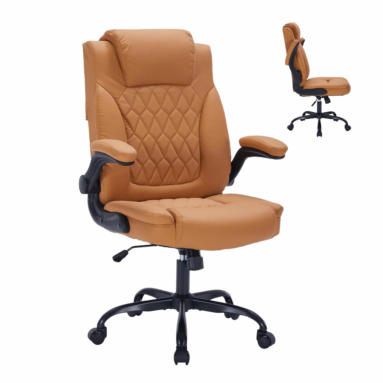 Silla Ejecutiva Oficina Ergonómica Cuero Sintético 159 kg Brazos Abatibles Soporte Lumbar