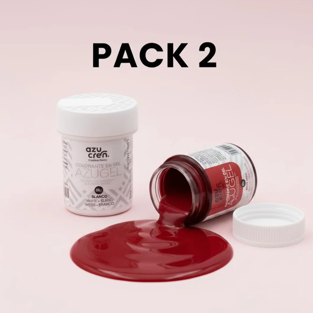 Azucren Colorantes Alimentarios en Gel Rojo y Blanco Pack 2 Ud 35 g para Fondant Buttercream Bizcochos