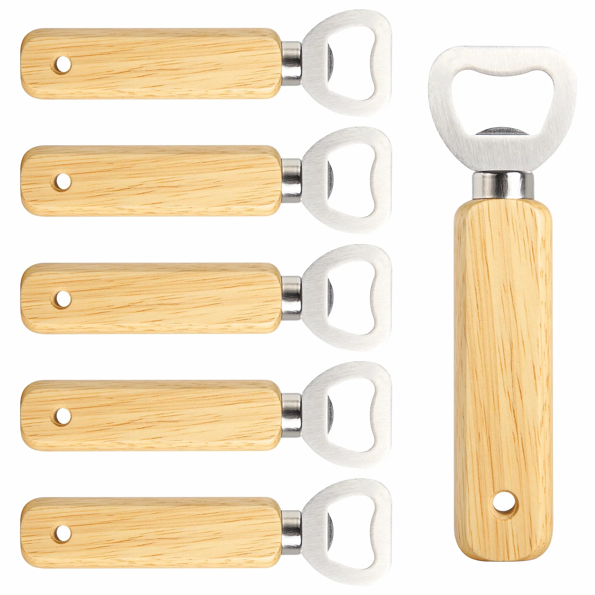 Abrebotellas de madera grabables, 6 abrebotellas de mano – Personalizados para el hogar, bar, fiestas y regalos KH1306