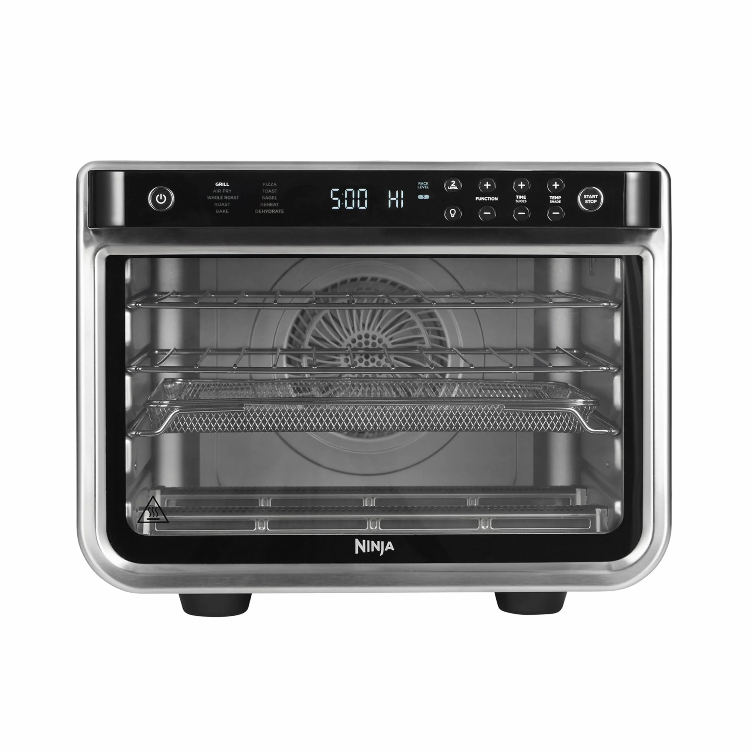 Ninja Foodi Horno multifunción 10 en 1, Mini horno portátil para encimeras y superficies de trabajo, 10 funciones de cocción, Freír con aire, Asar, Parrilla, Hornear y más, en plata y negro, DT200EU