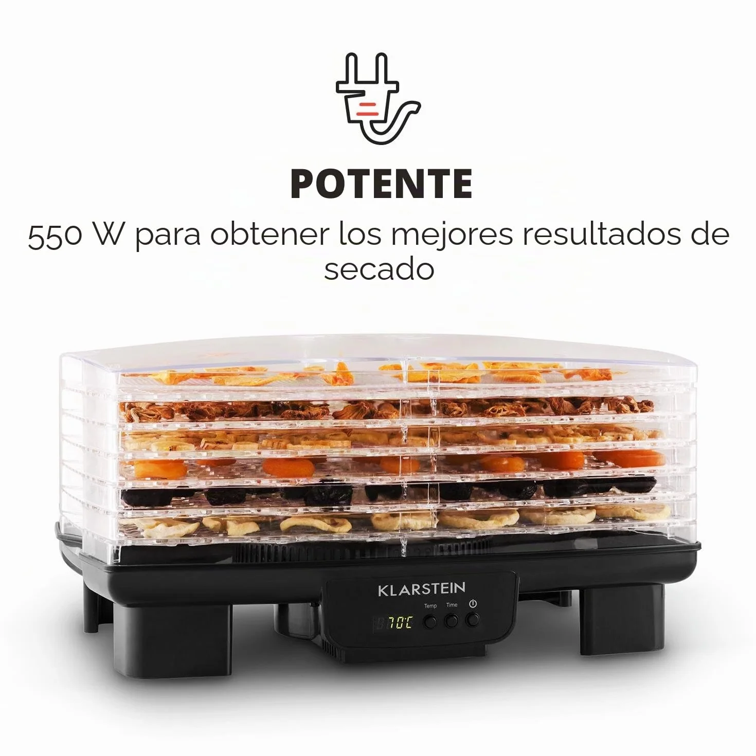 Klarstein Bananarama Secadora automática de fruta y carne 6 pisos 550 W Negro