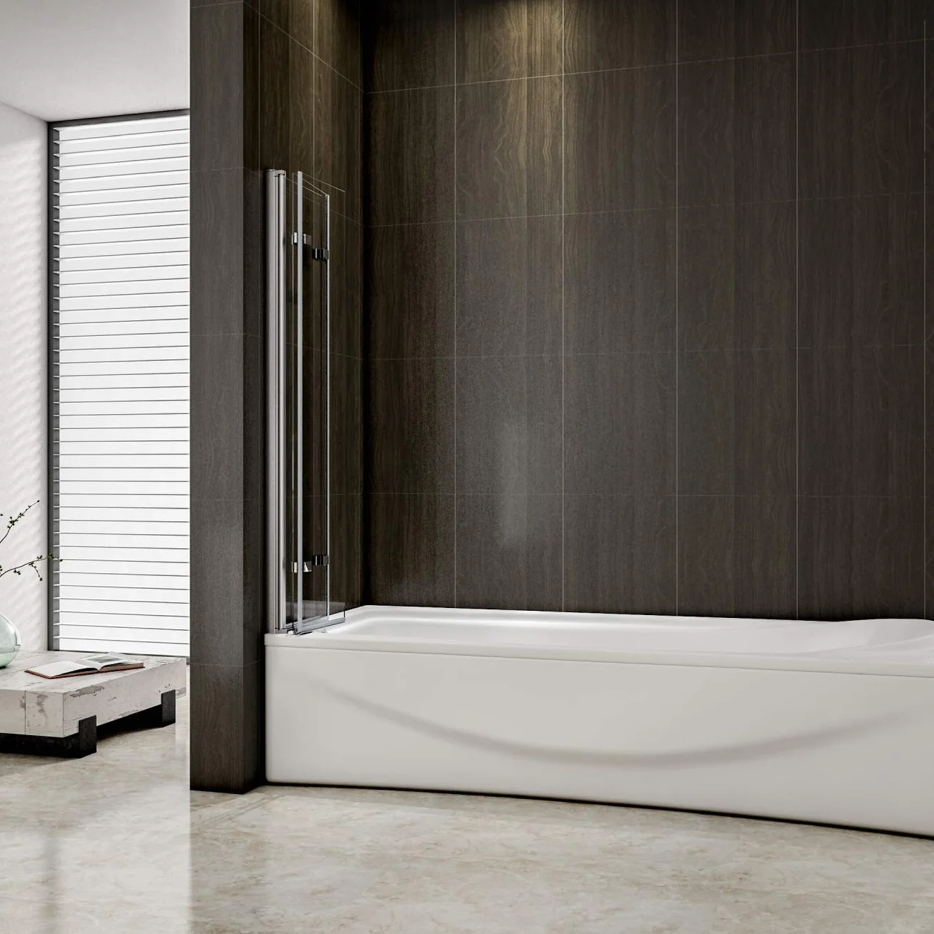 Mamparas de Bañera Biombo Plegable Cristal 6mm 3 veces plegable Antical 120x140cm