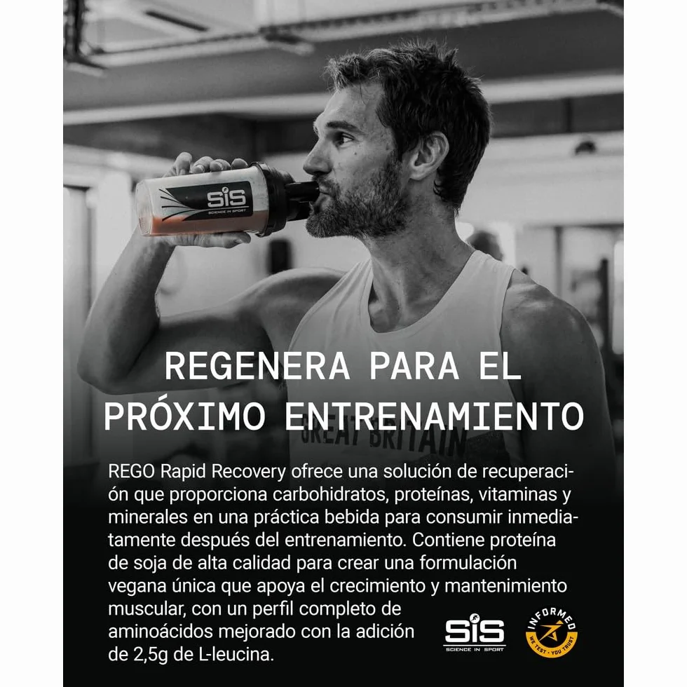 Science in Sport Rego Rapid Recovery 500g Fresa Vegan Bebida regeneradora en polvo con carbohidratos, proteínas, electrolitos, vitaminas y minerales