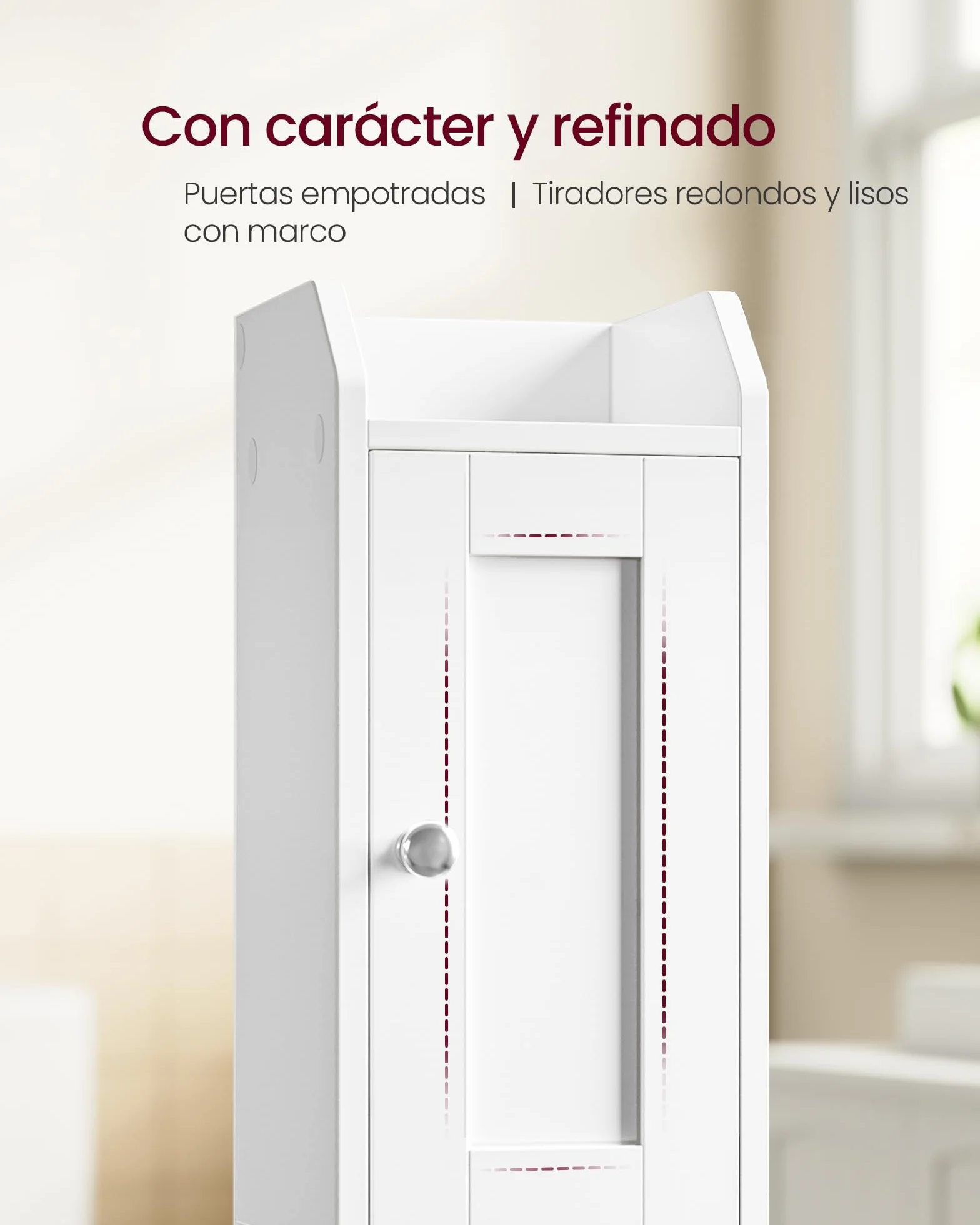 VASAGLE Siren Mueble de Baño Estrecho Esquinero con Estantes Ajustables, Puertas Reversibles, Blanco Nube BBK312WB02