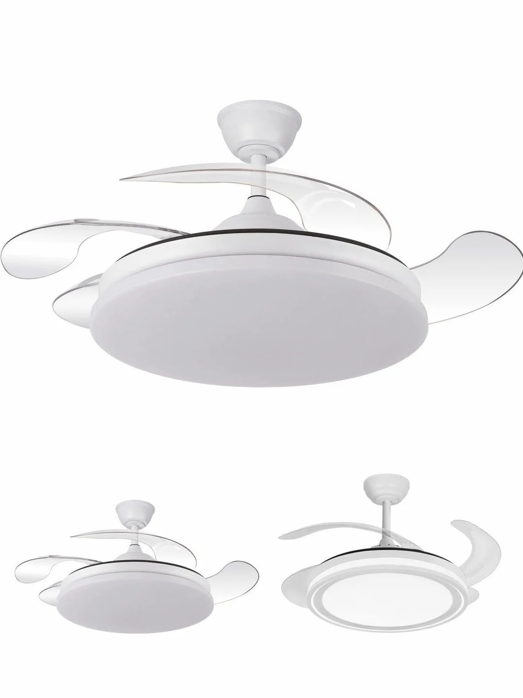 JARDIN202 - Ventilador de Techo con Aspas Retráctiles, Motor DC, Temporizador, Luz LED Regulable, Mando a Distancia, 6 Velocidades | 50 cm (Vejer Wifi Madera)