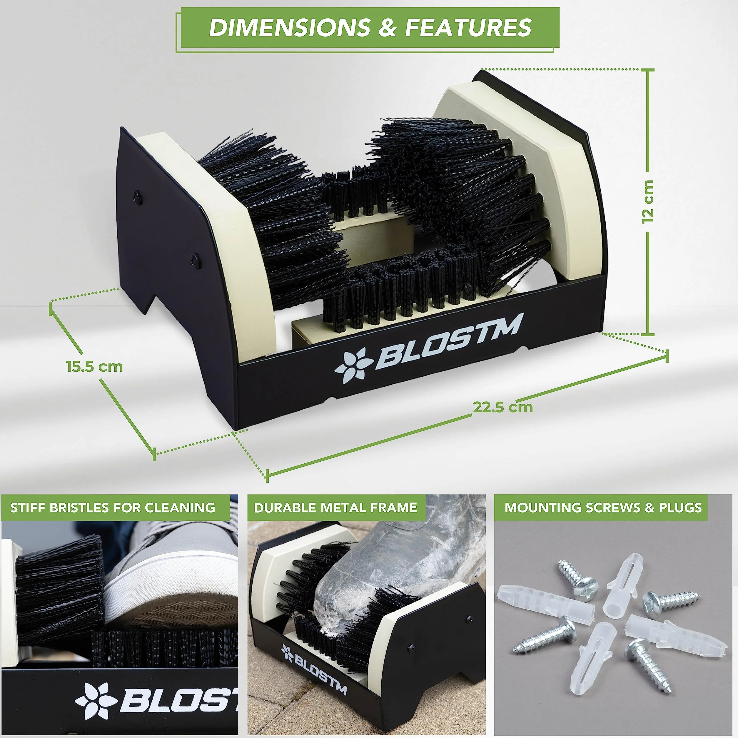 BLOSTM Cepillo Zapatos - Cepillo Ante Zapatos al Aire Libre de Metal Removedor de Lodo con Cerdas Rígidas - Universal Cepillo Limpia Botas - Cepillo Botas para Todos los Zapatos