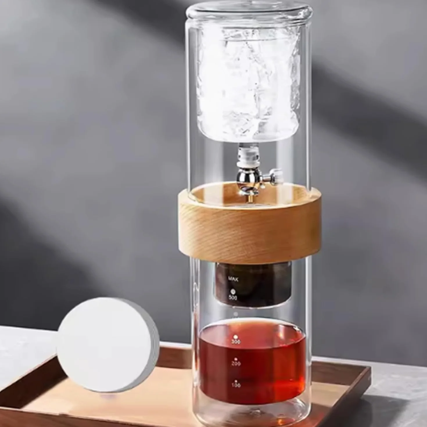 Cafetera Cold Brew – Gotero de vidrio de borosilicato alto con válvula reguladora de caudal, ideal para el hogar o cafetería