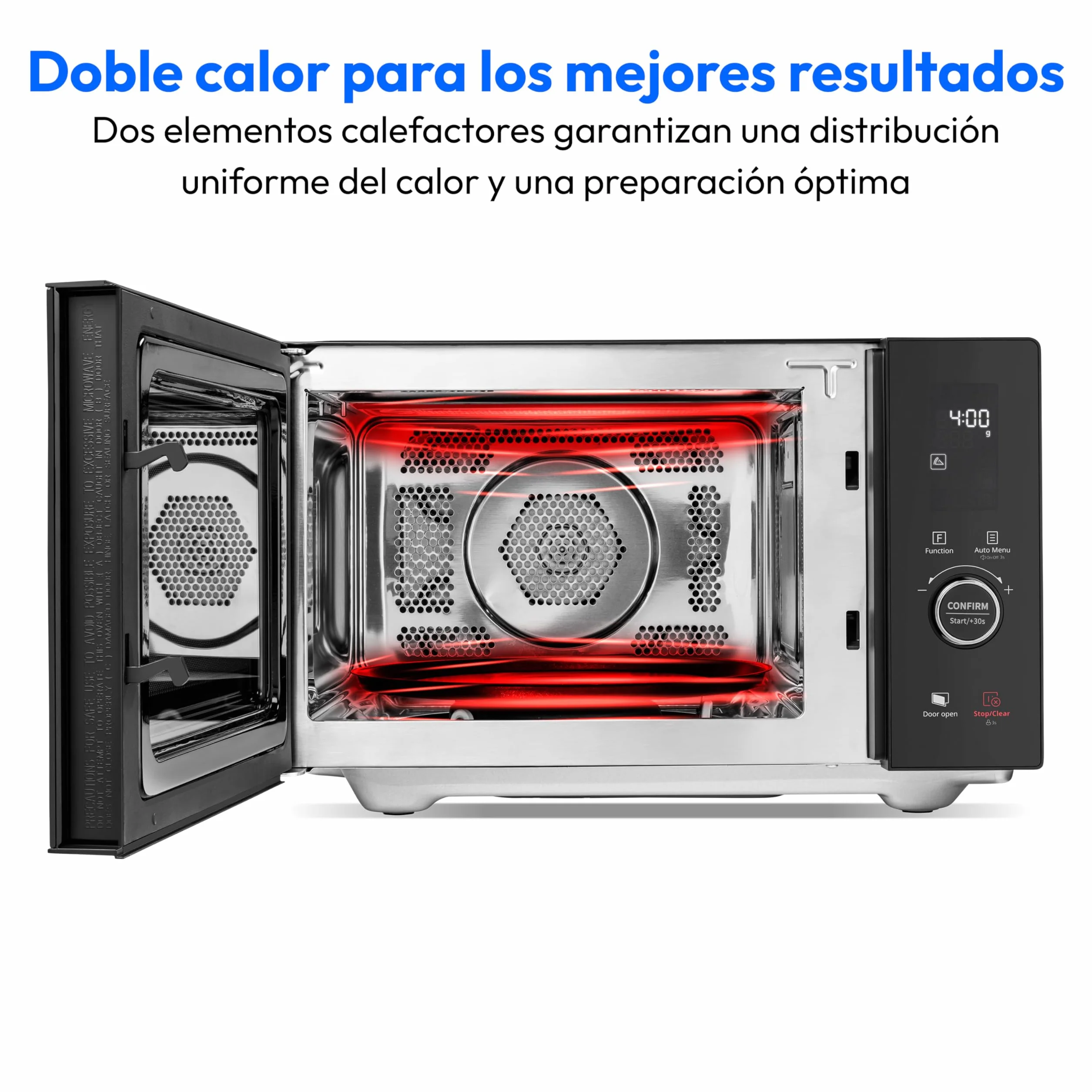 MEDION Microondas con grill y función de aire caliente (25 L, 900 W, 1100 W grill, 2100 W convección, 11 programas automáticos, 10 niveles de potencia, acero inoxidable, MD12041) negro