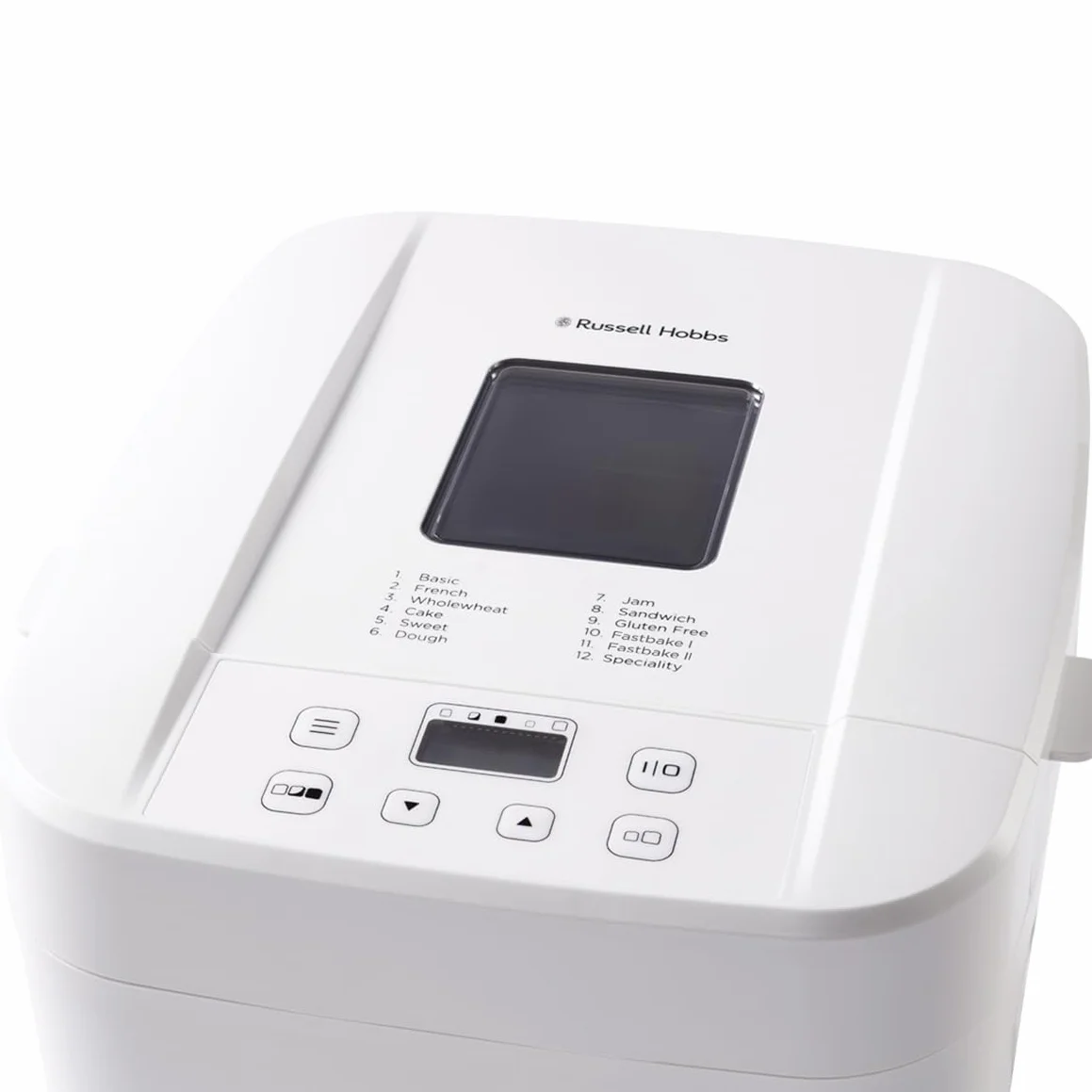 Russell Hobbs Panificadora de Pan, 12 programas, 3 niveles de corteza, compacto (temporizador, 2 tamaños pan de 750 g y 1.000 g, pan básico, integral, baguette y repostería), 27260-56