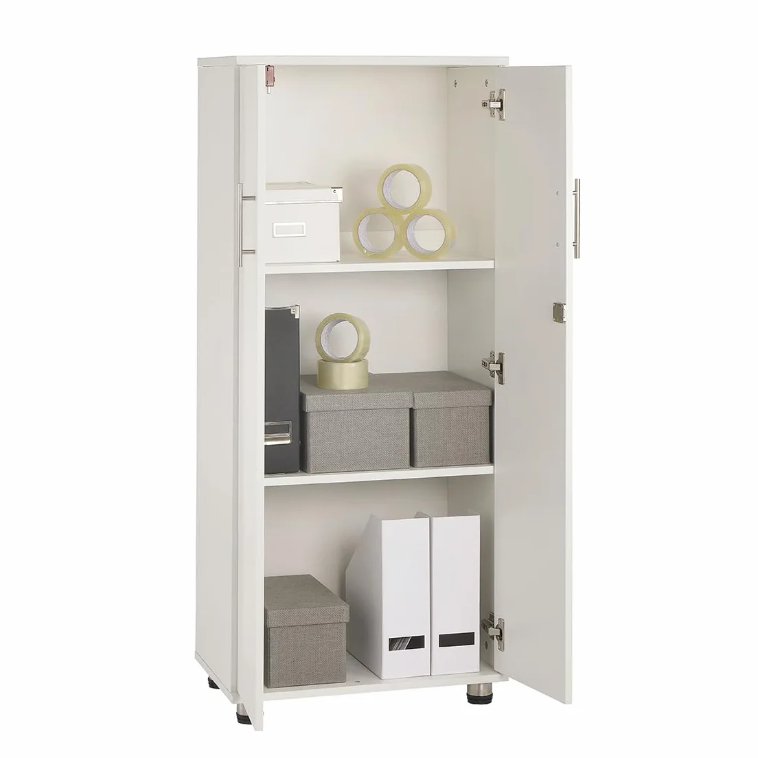 MMT Furniture Designs Armario de Almacenamiento, Madera reconstituida, White, 55cm x 35cm x 125cm