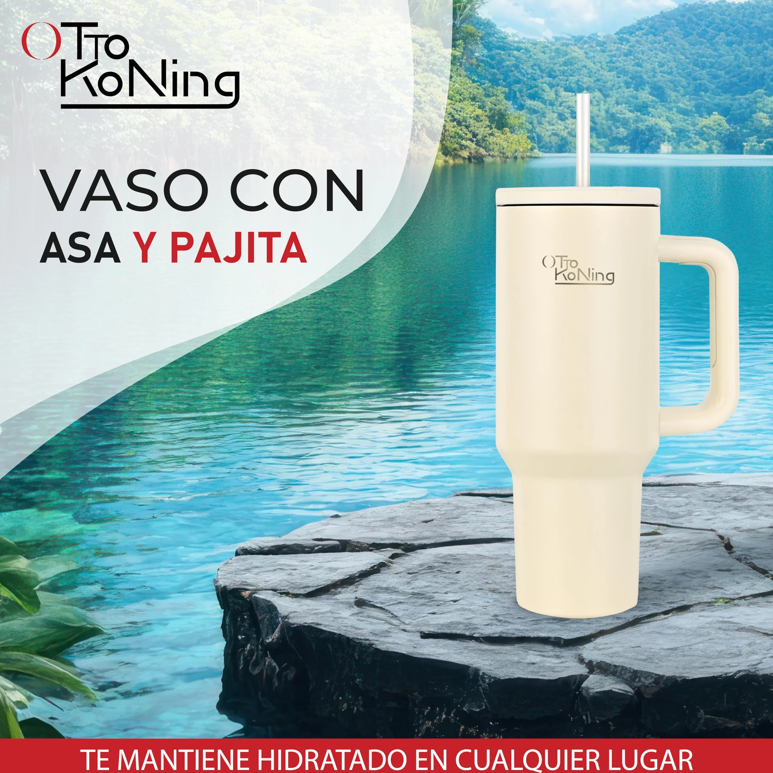 Otto Koning Vaso Térmico 1,2L (40oz) Acero Inoxidable Doble Pared Mantiene Frío 16h Calor 12h Sin BPA