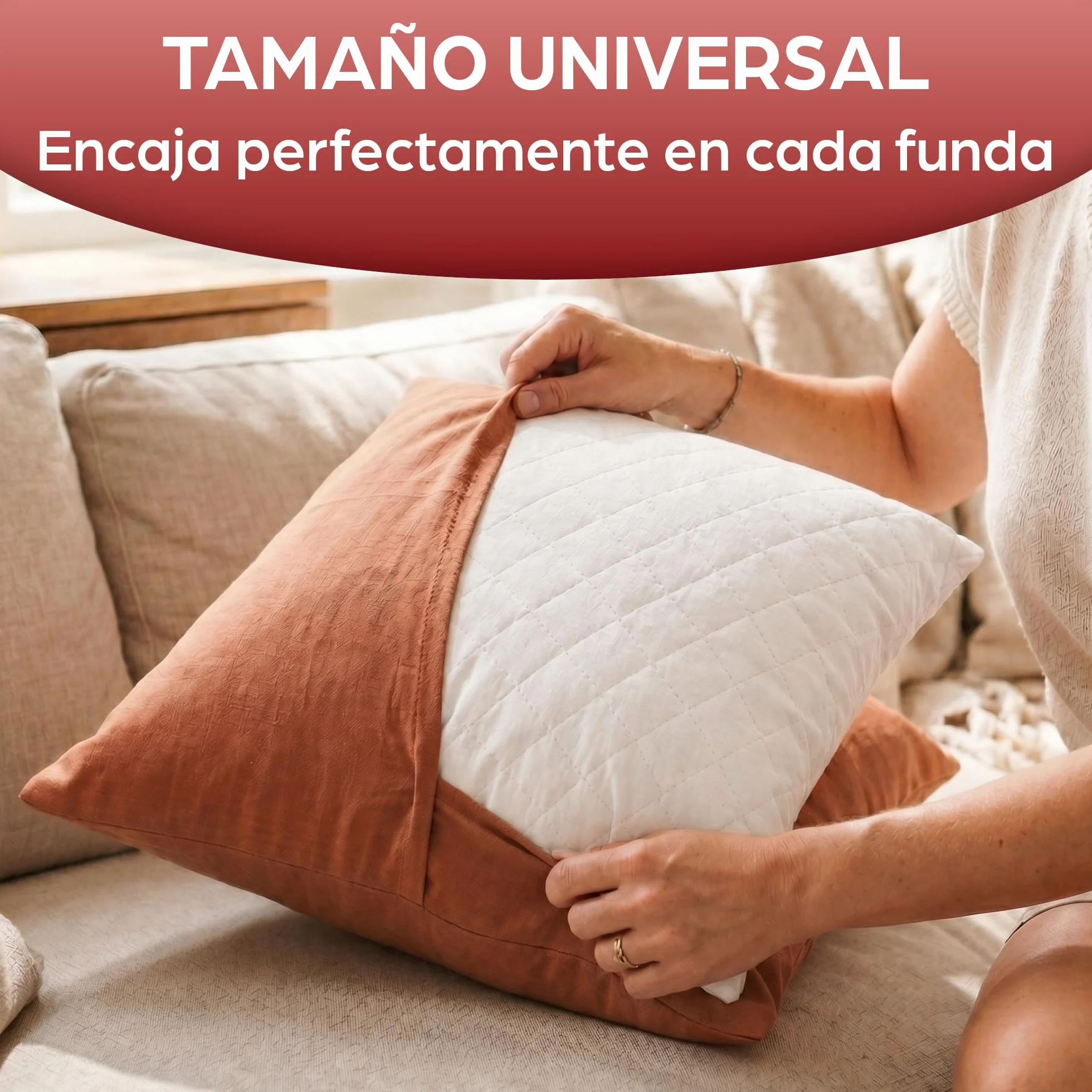 Flowen Almohadas para Cama 65x65 2 Unidades Relleno Cojin Hipoalergénico Antiácaros y Suave Cuadrado para Hogar con Funda de Almohada Acolchada Blanco Extraíble y Lavable