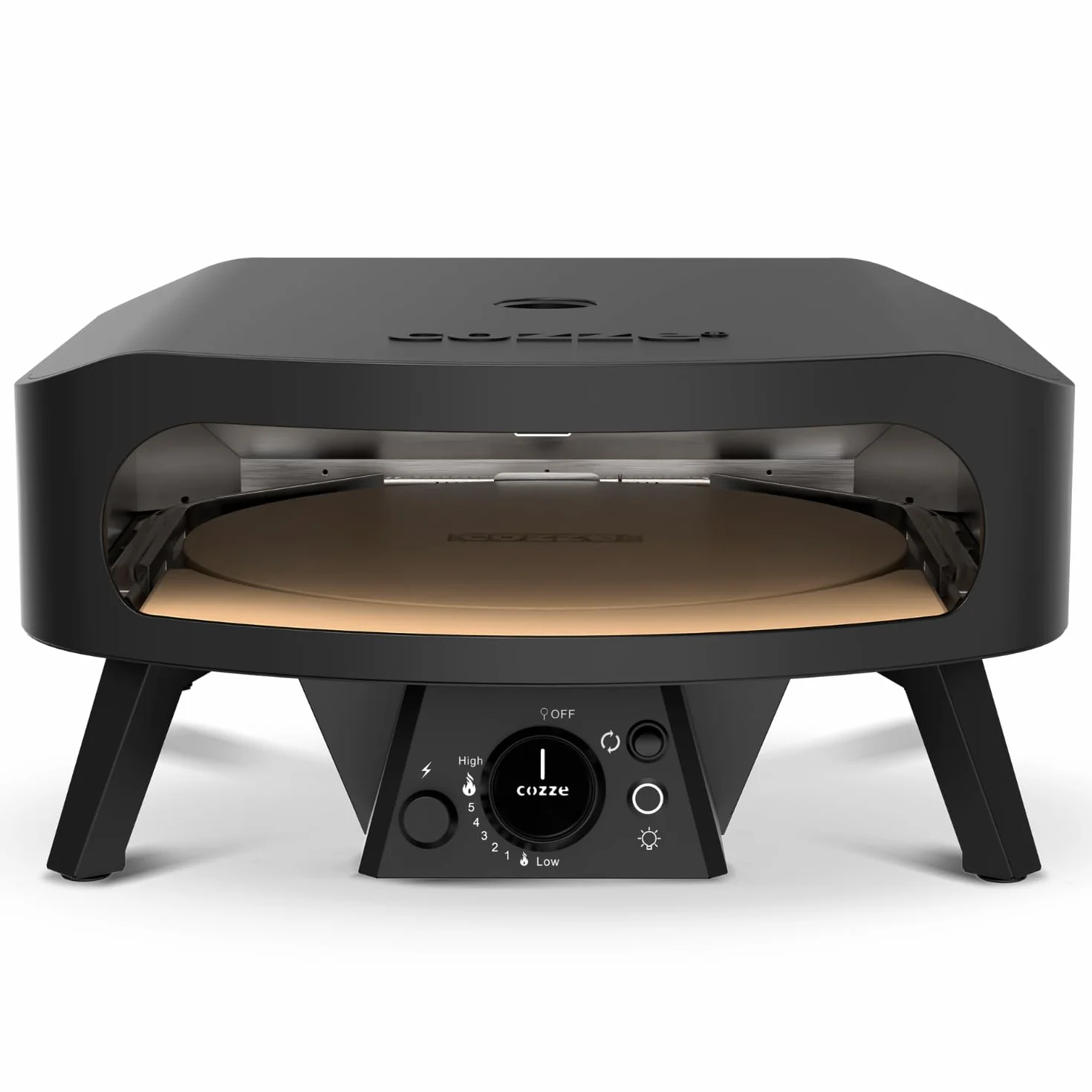 Cozze Horno Pizza a Gas 17" Rotate Edición Negra XXL con Piedra Pizza Horno Giratoria para 43cm Portátil Negro Mate