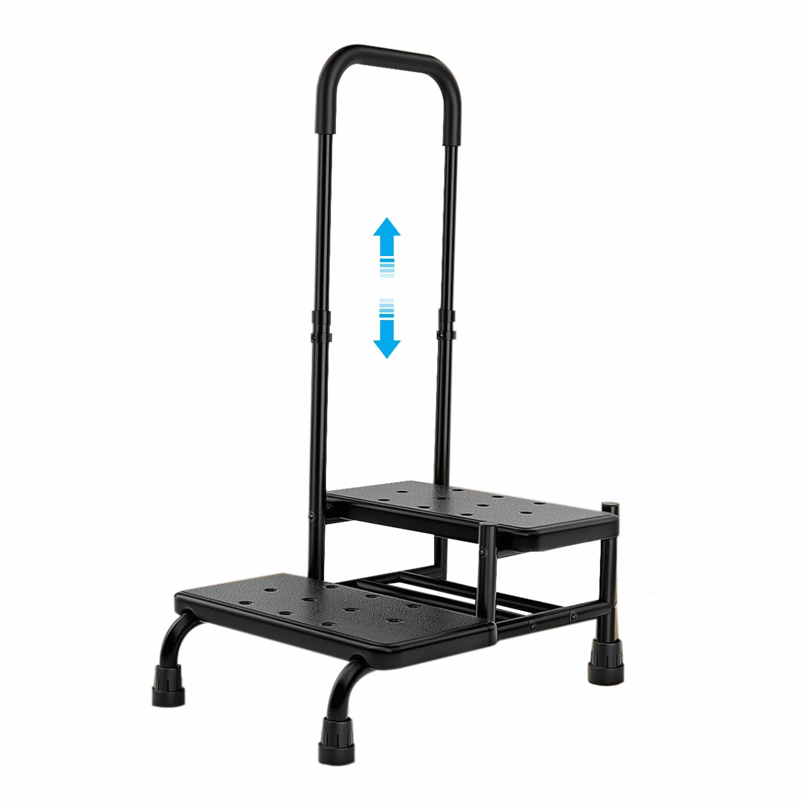 SECURA - Taburete con asa, doble peldaño hasta 160 kg, escalera con superficie antideslizante, seguridad para adultos, ancianos y niños en cocina, baño y casa