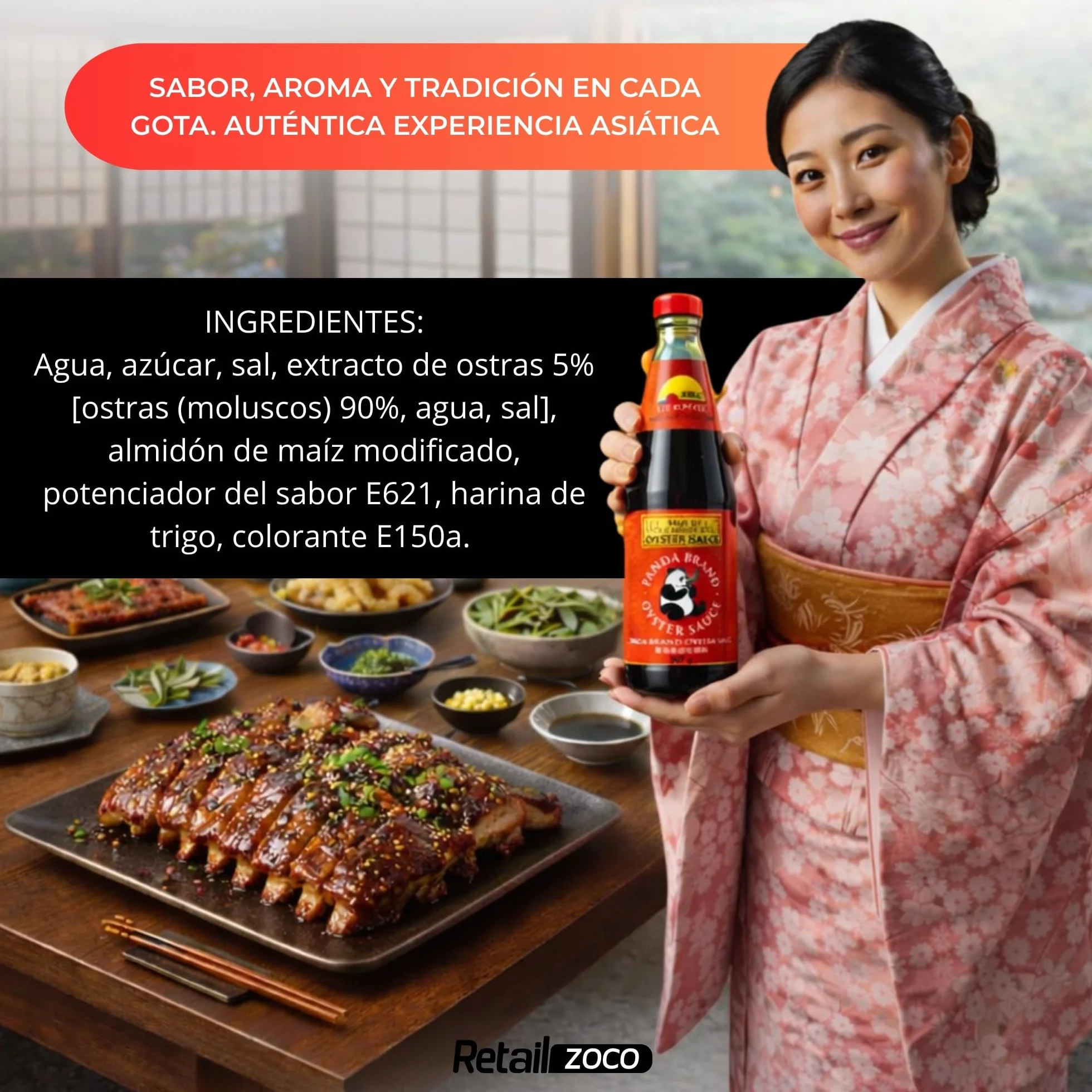 Salsa de ostras Panda Lee Kum Kee 907 g, sabor umami, ideal para carnes, verduras y salteados