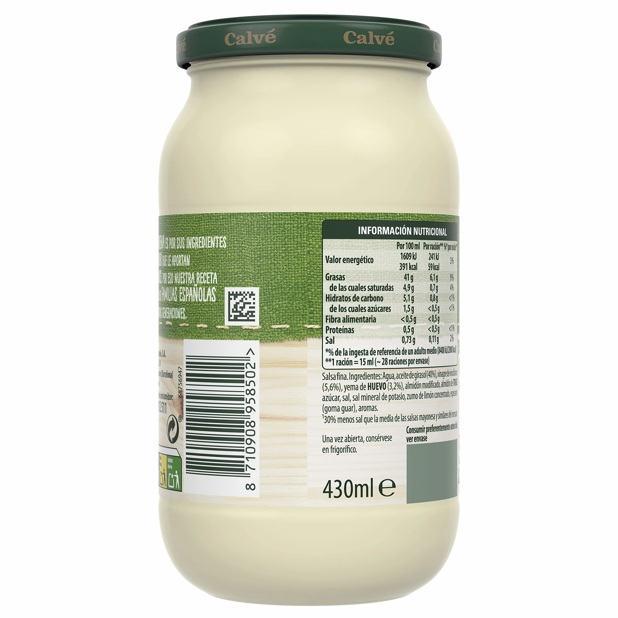 Calvé Mayonesa casera frasco 430 ml
