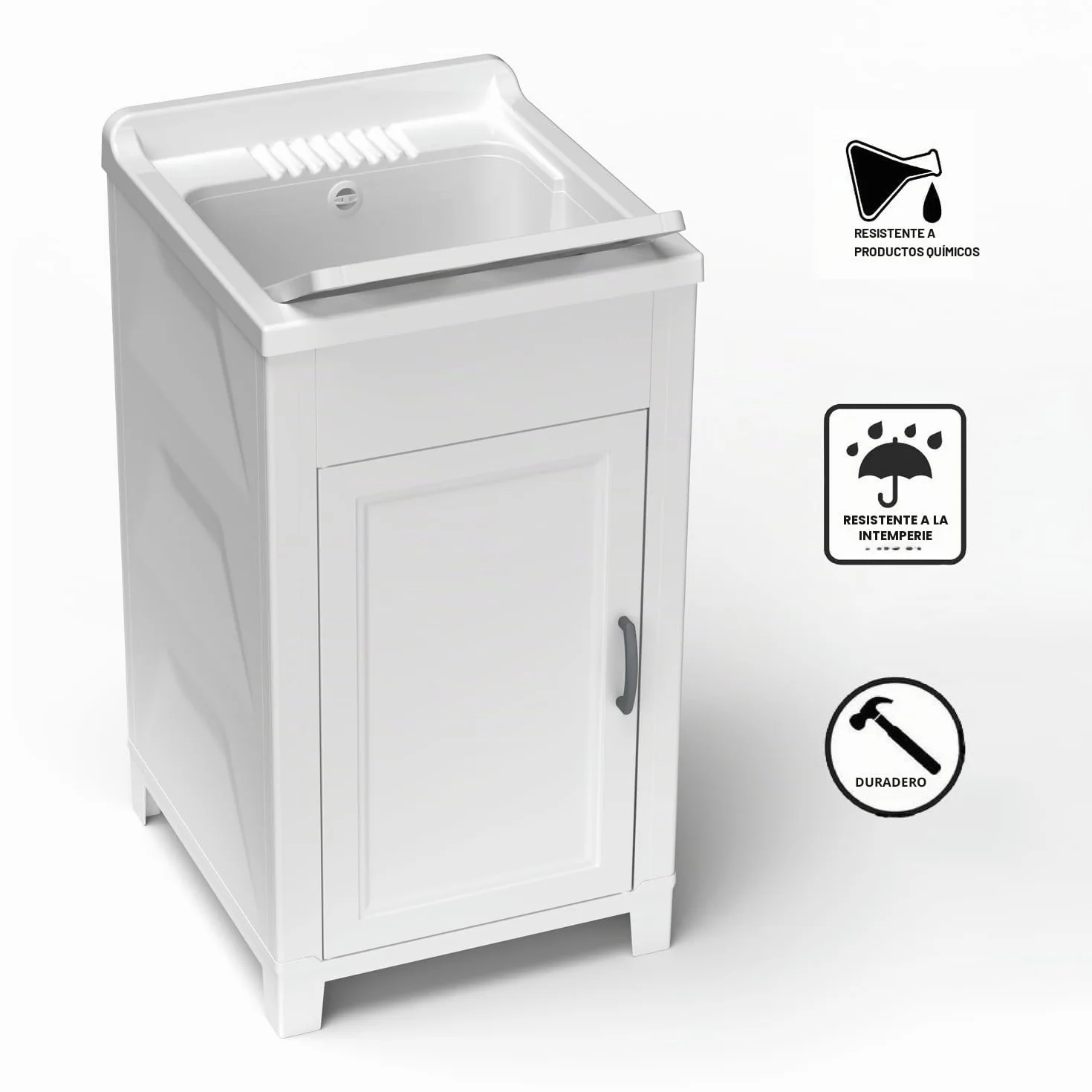Mueble de 45 x 50 cm, kit de lavabo de resina y PVC, color blanco