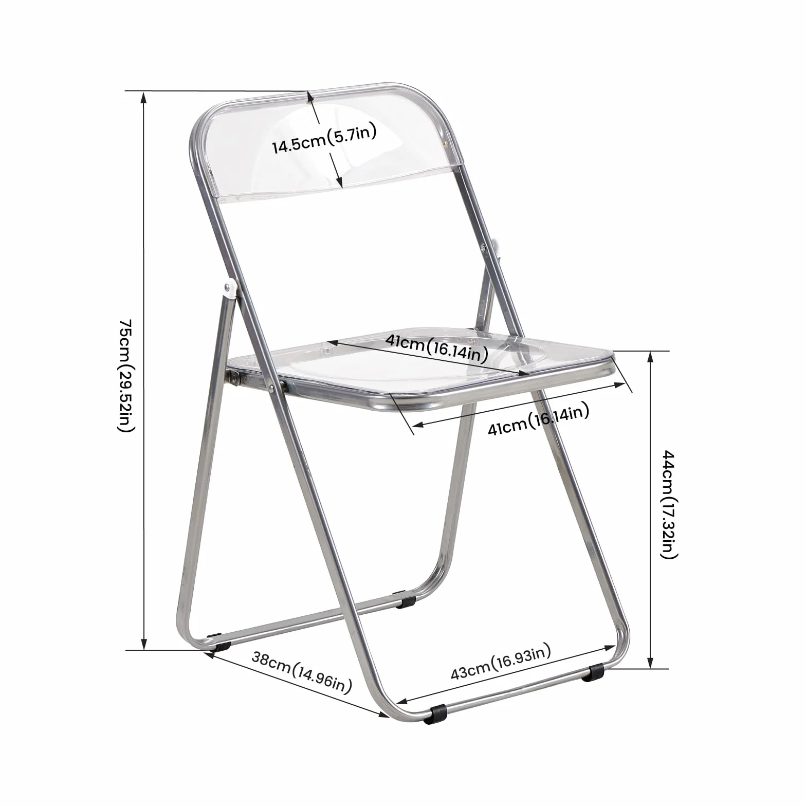 EGGREE Juego de 6 Sillas Plegables Transparentes con Capacidad de Carga de 150 kg, Sillas de Comedor Modernas Portátiles de Plástico Transparente para Salón, Oficina y Terraza
