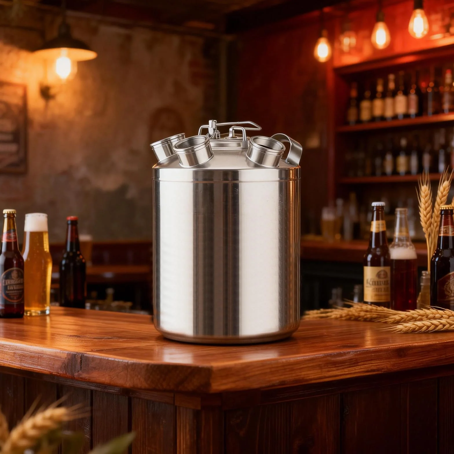 Barril de limpieza de cerveza, 10 L, acero inoxidable, depósito de limpieza de 4 cabezales, incluye pinchos A, S, G, D con tapa de cierre para dispensadores de cerveza, máquinas de té de
