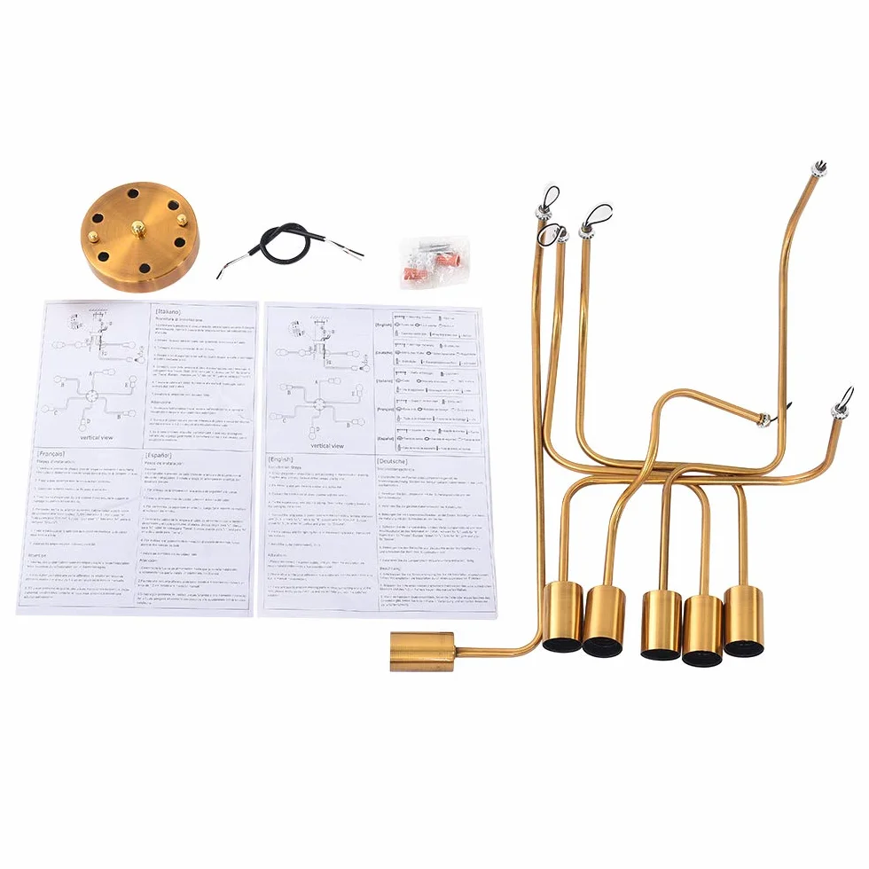 Moderno Candelabro Color Oro 6 E27 para sala de estar (Sin bombilla)
