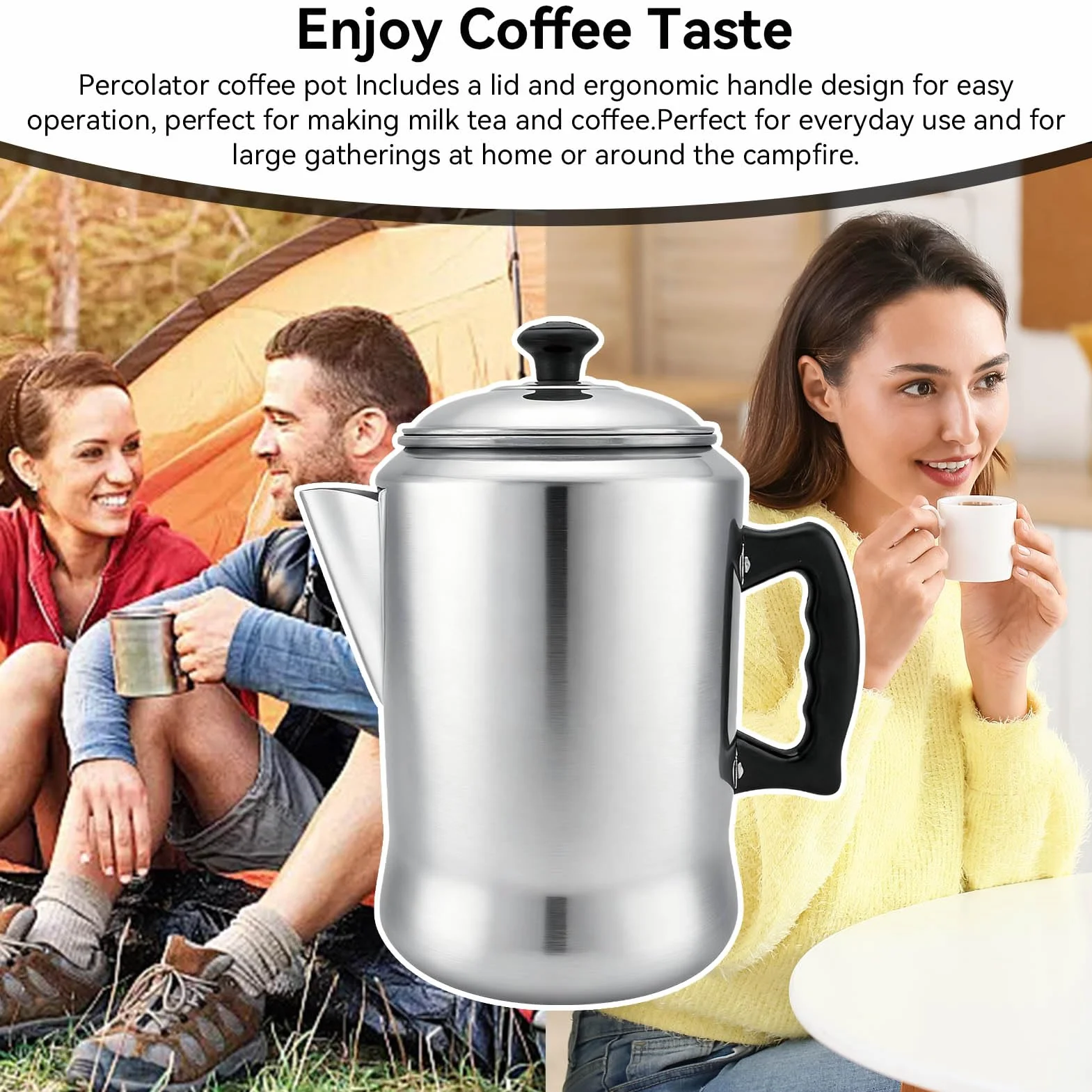 HERCHR Cafetera Italiana de Aluminio 3L, Gran Capacidad, Moka para Estufa, Hogar y Camping