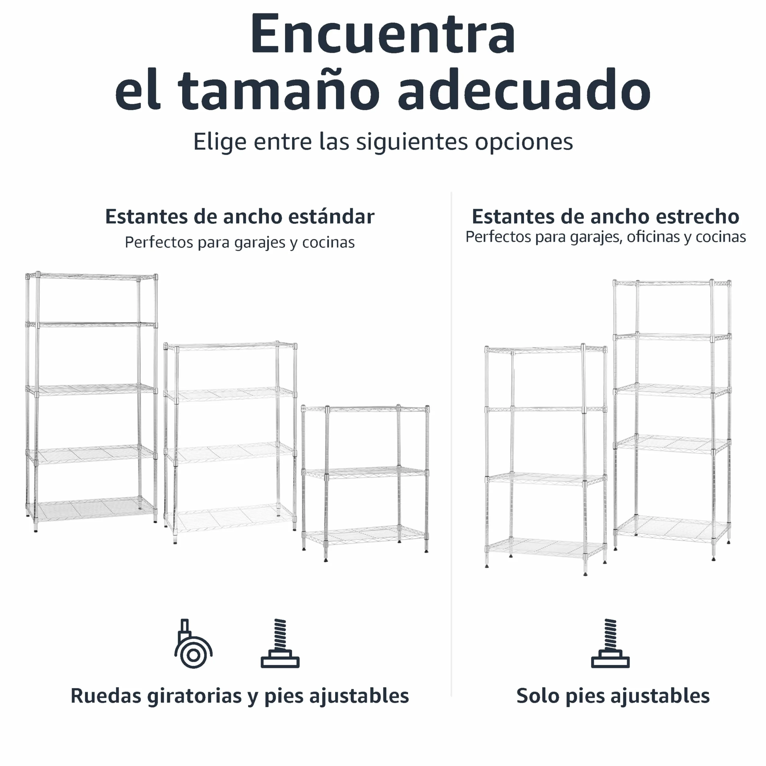 Amazon Basics Estantería 5 Baldas Ajustable 680 kg Cromado 35.6 x 91.4 x 182.9 cm
