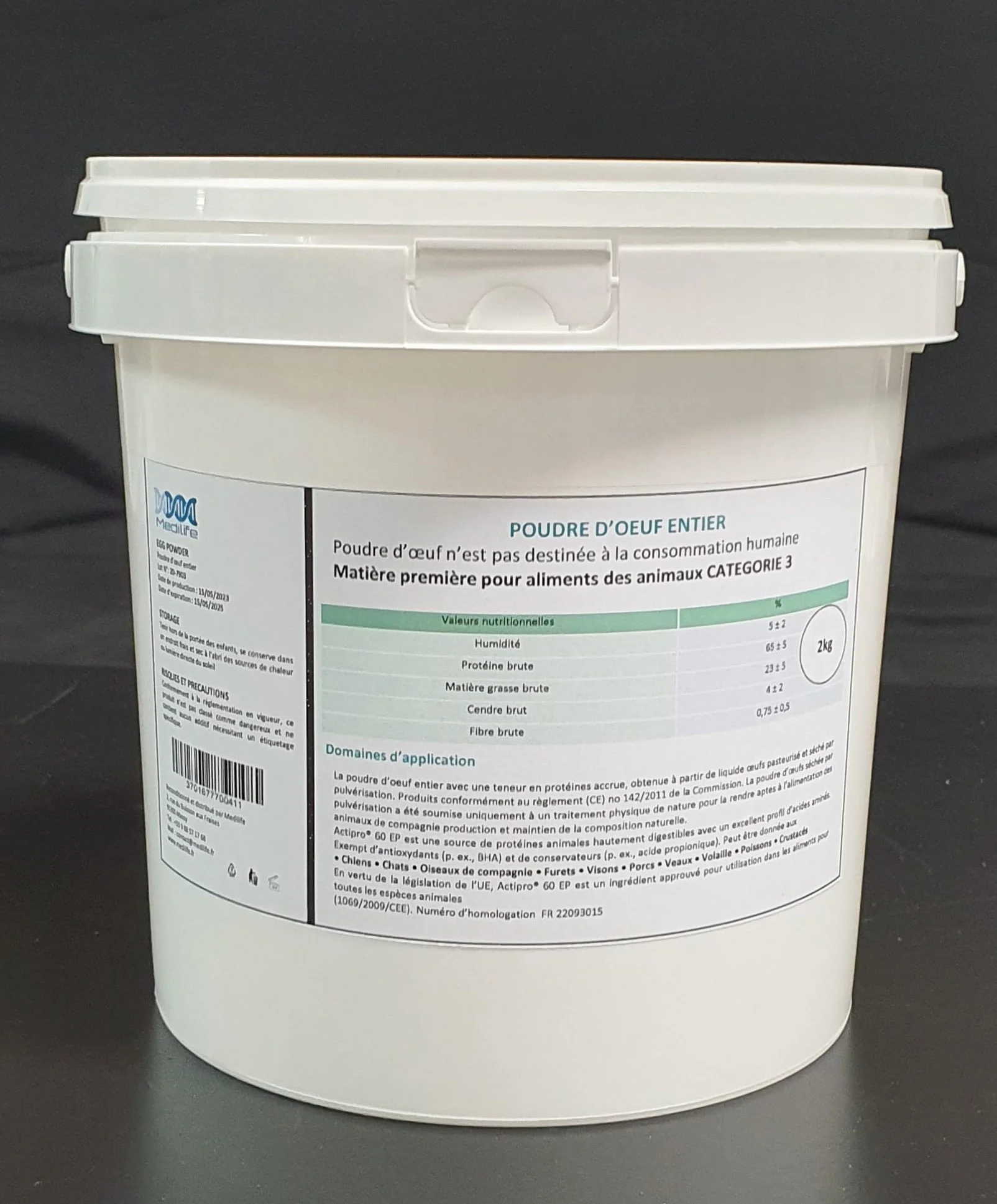 Polvo de huevo entero 2 kg para alimentación animal